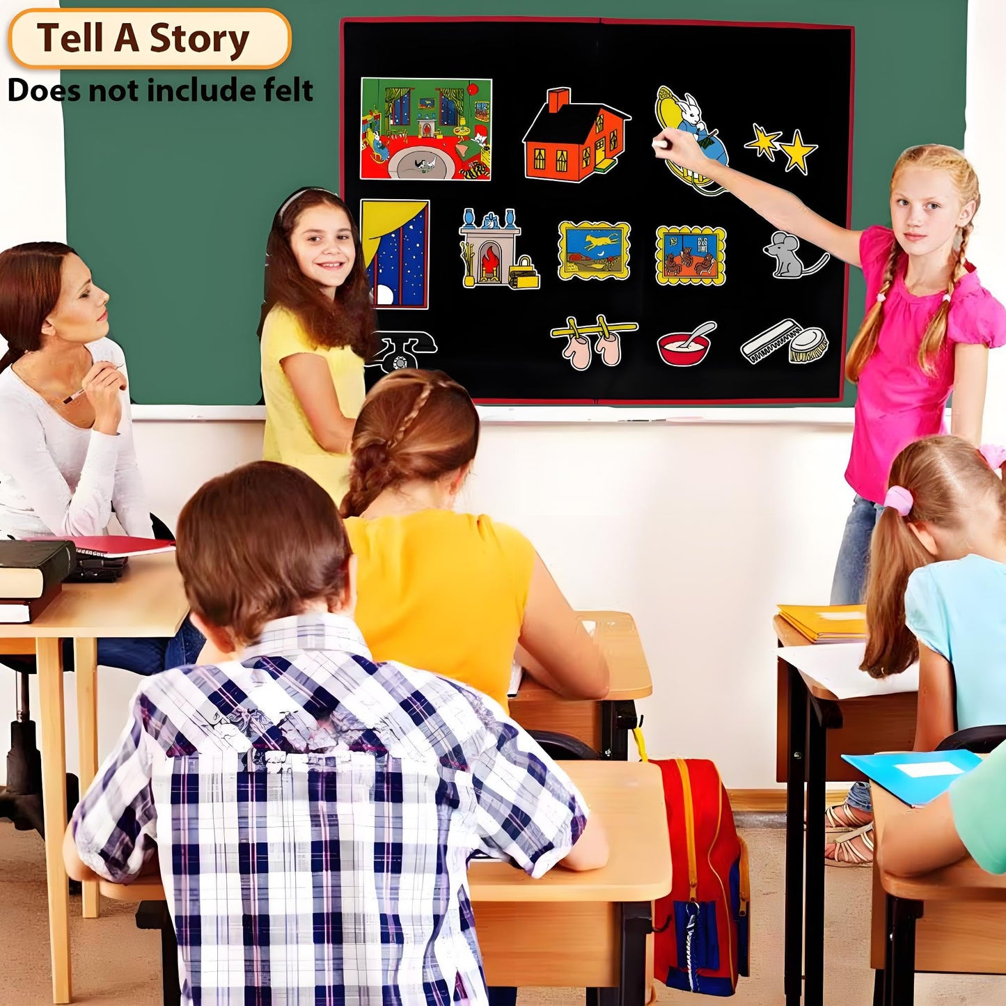 Ai fsem Large Felt Flannel Board Portable Double-Sided Foldable Felt Story Boards for Toddlers Storytelling Learning Activities Teacher Supplies