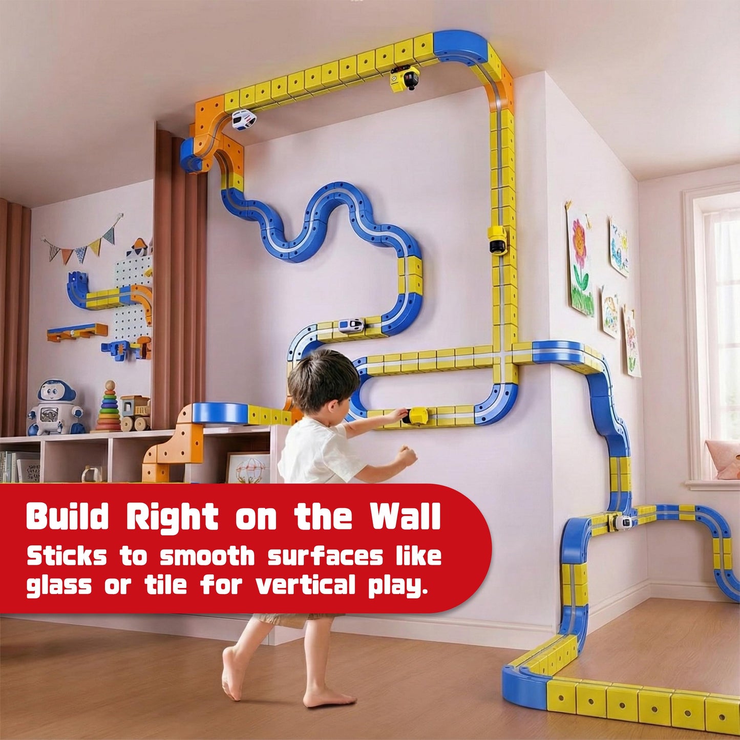 Electric Train Set for Kids Ages 3-8 - Modular 3D Flexible Race Track Building Toy with Gravity-Defying 360° Movement, STEM Learning Fun Gift(84 pcs Value Set)