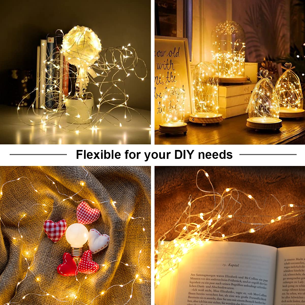 LIGHTOP Fairy Lights String Lights 20L Battery Operated Warm White 6.6ft Mini Copper Wire Indoor Waterproof for Bedroom Parties