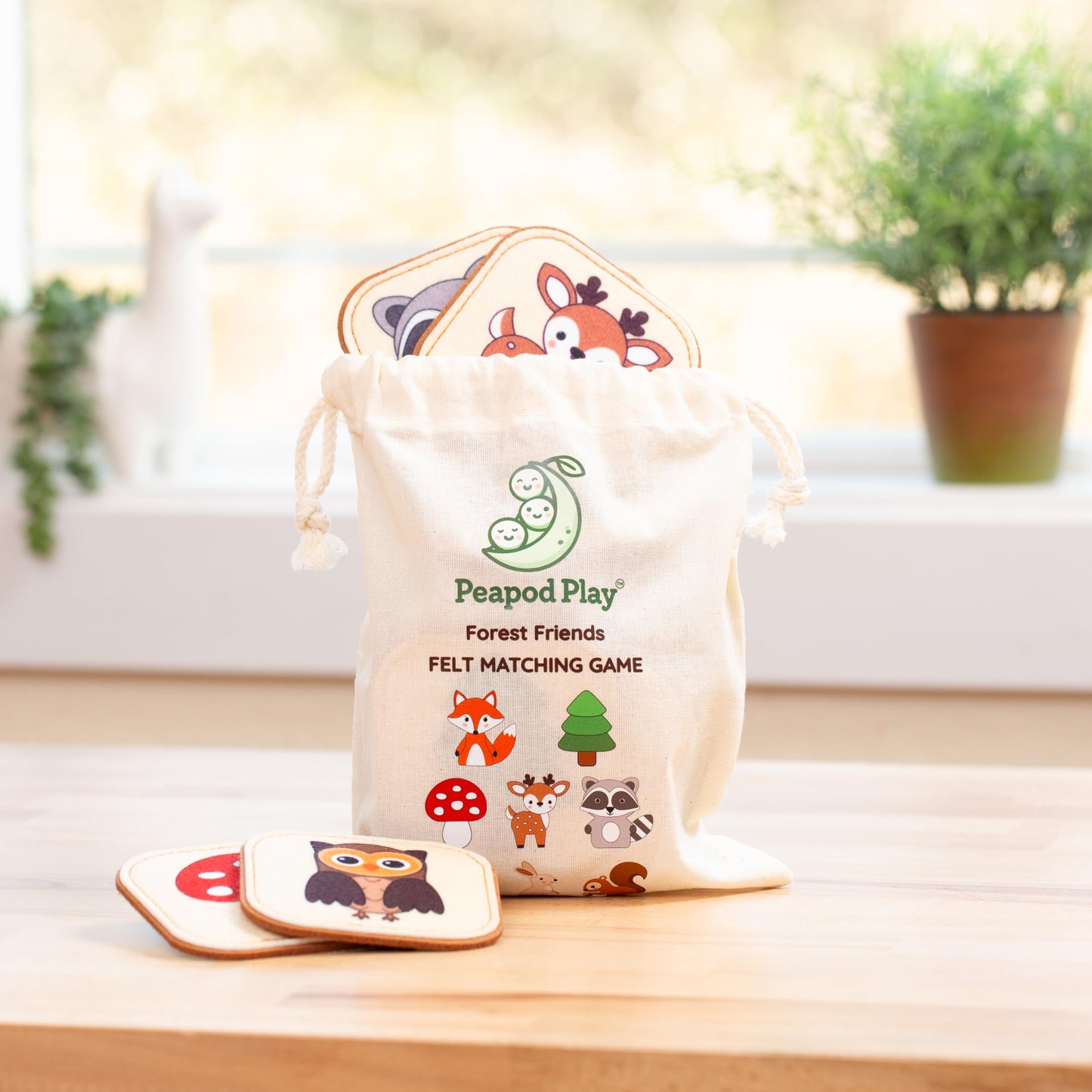 Felt Matching Game for Ages 2–4 – Soft and Safe for Ages 1+ – Montessori Memory Game – Sensory Flash Cards – Best Educational Gift for Ages 1–3 - Woodland Animal Theme