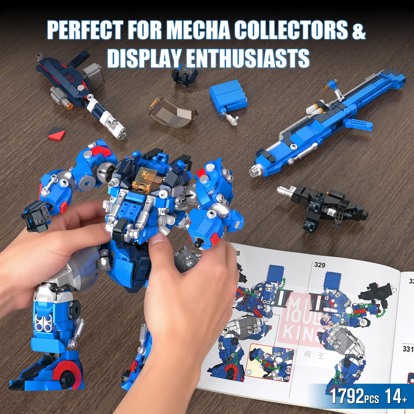 Mould King Mech Building Blocks Set for Adults, Science Fiction Robot Model Building Kit with Multiple Weapons, Battle Military Style Warrior Collectible for Man (1792 Pieces)