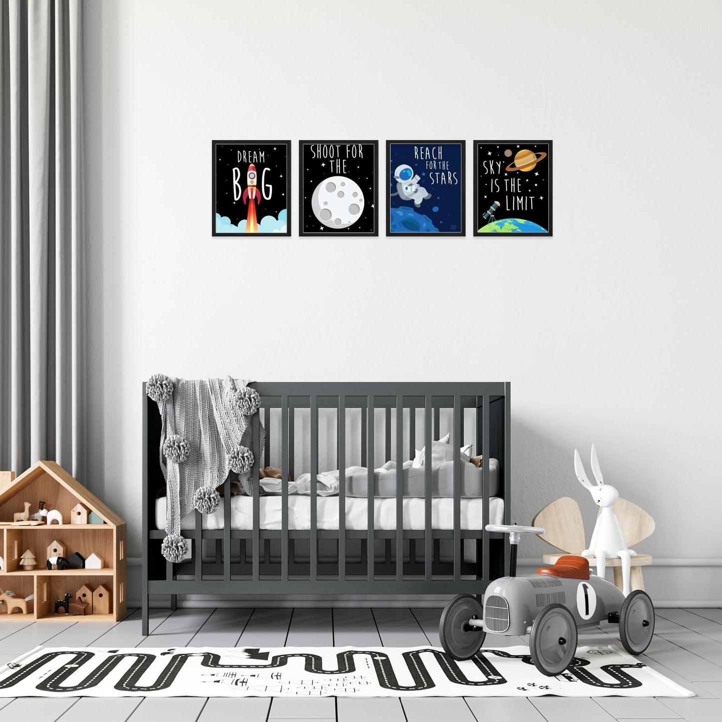 TnT Prints Space Wall Art for Kids, Solar System Posters for children, Posters for Boys or Girls Room - Unframed Set of 4 (8x10)