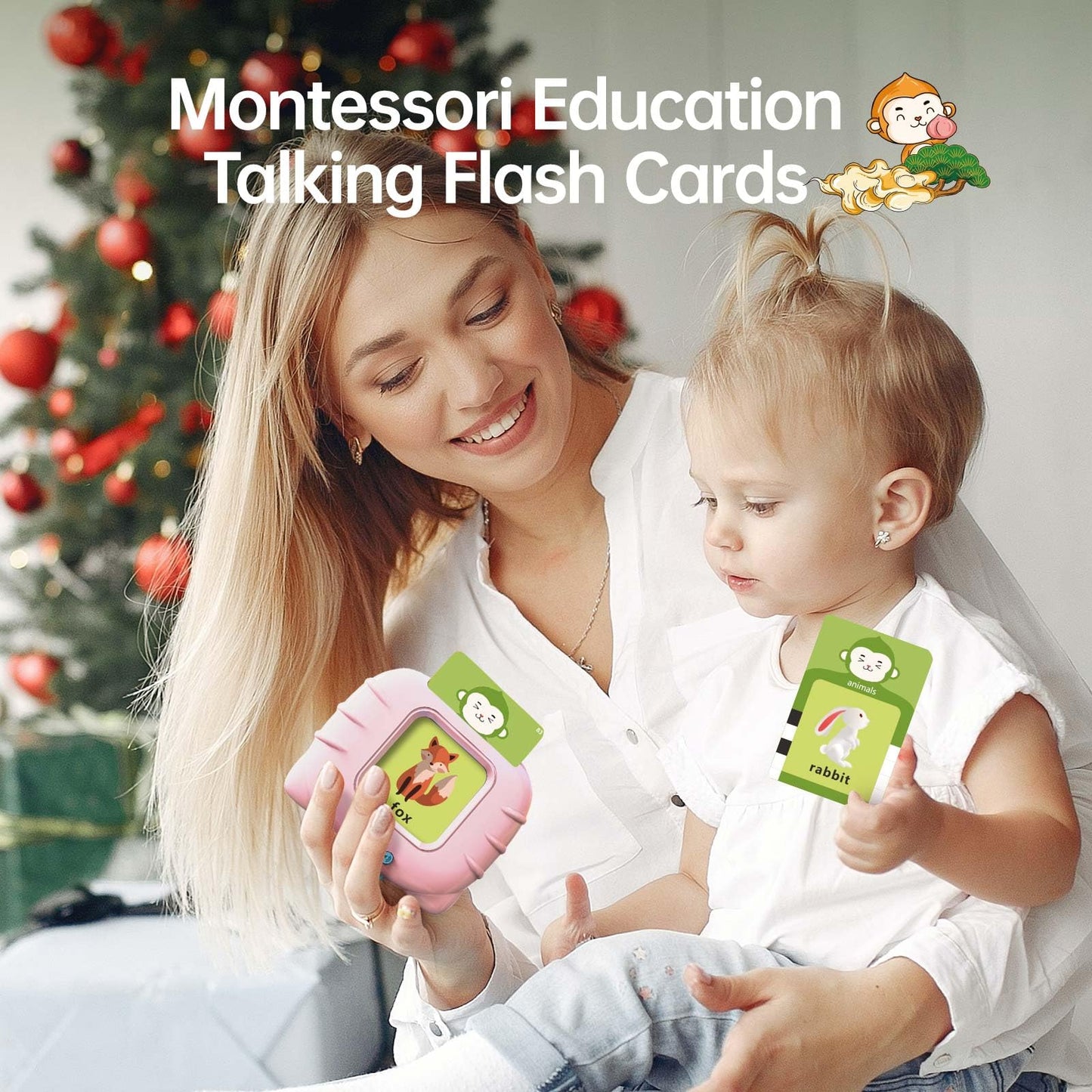 U-LEARNER Toddler Gifts Talking Flash Cards for 1 2 3 4 5 Year Old Boys and Girls, Autism Sensory Toys for Autistic Children, Learning Educational Montessori Speech Therapy, 296 Pro Words Pink