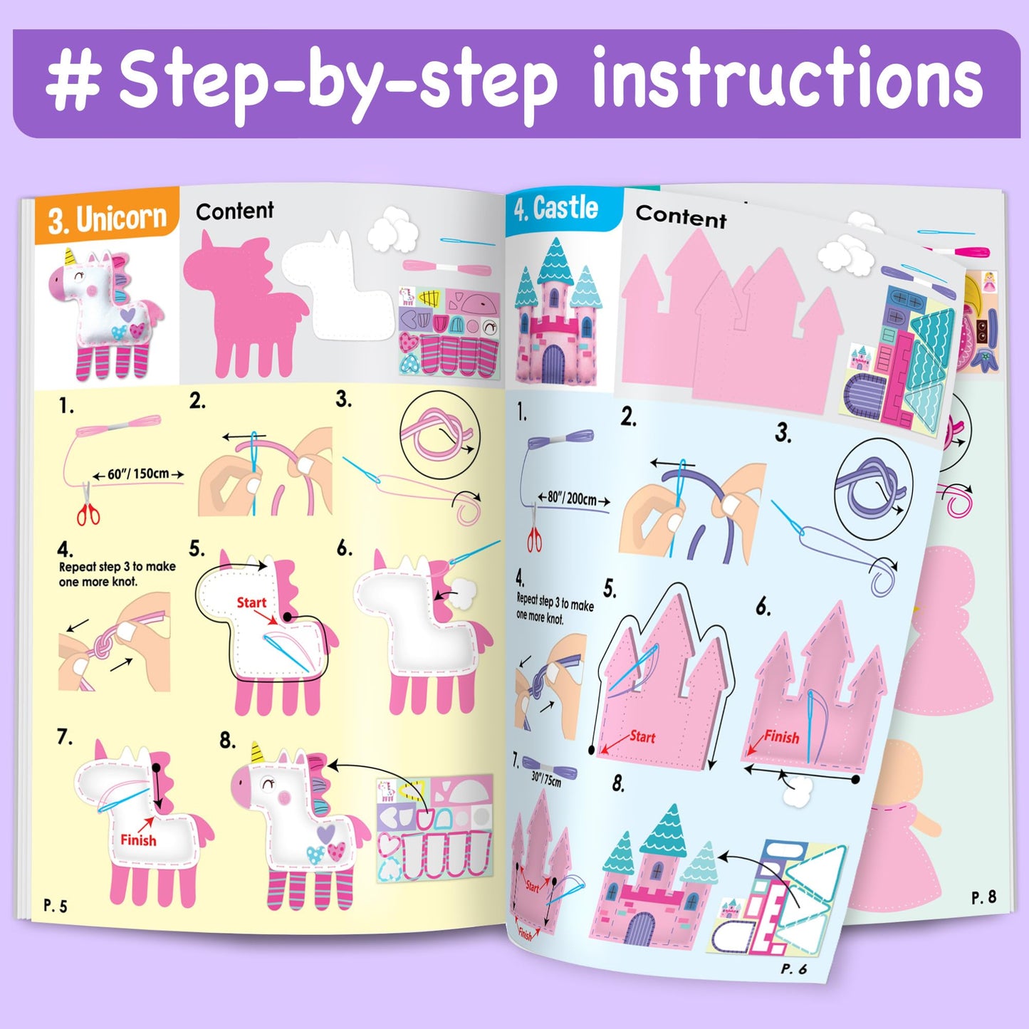 EZCRA Fairy Sewing Kit for Kids - 8-in-1 Kids Sewing Kit - Easy to Do Craft Kits for Ages 4-8 - Sewing Crafts - Extra Felt Stickers for Decoration - No Mess with Full Instructions