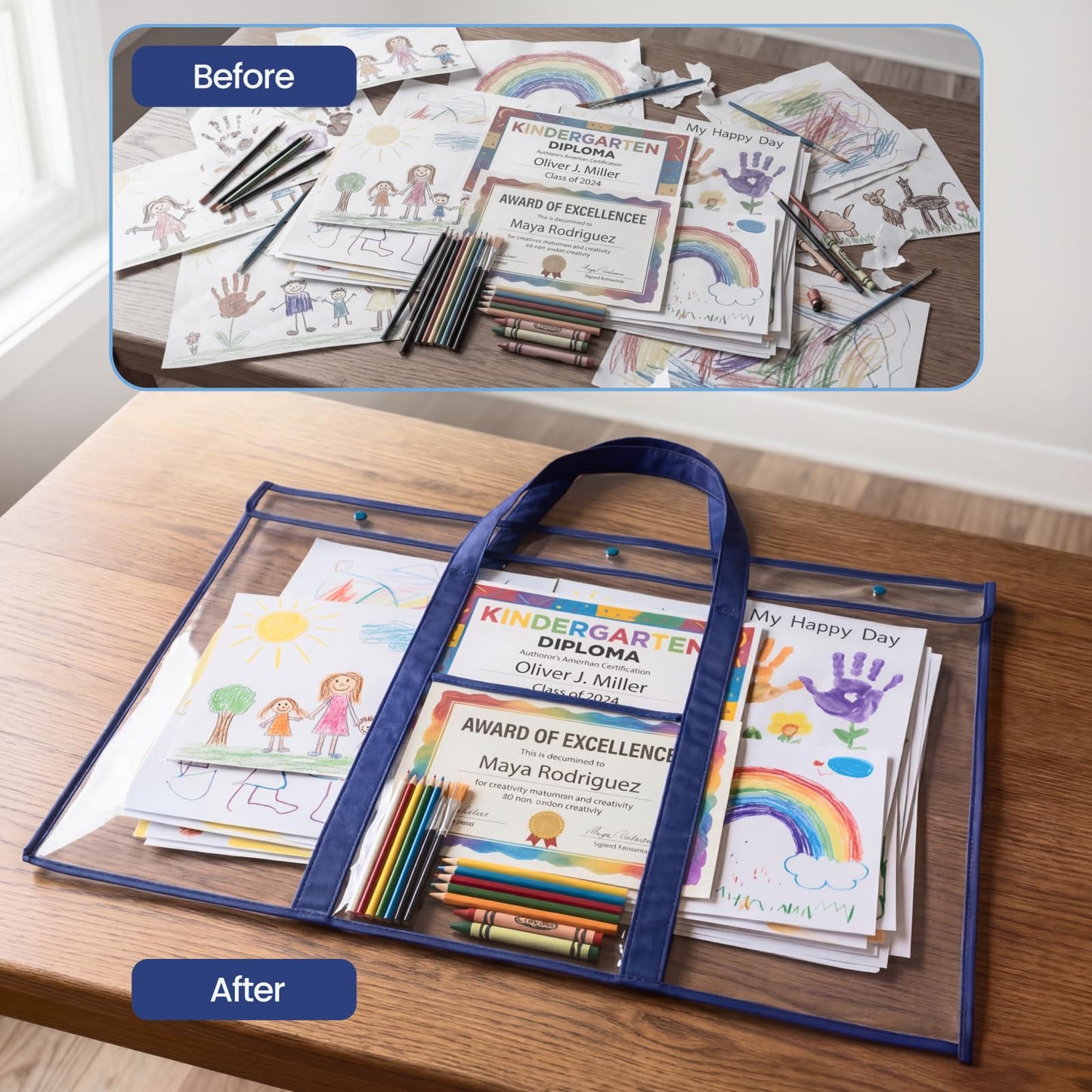 GAMENOTE 2 Pack Large Poster Storage Bag (31.5"×25.5") Bulletin Board Holder Art Portfolio Container for Teachers Classroom Organization