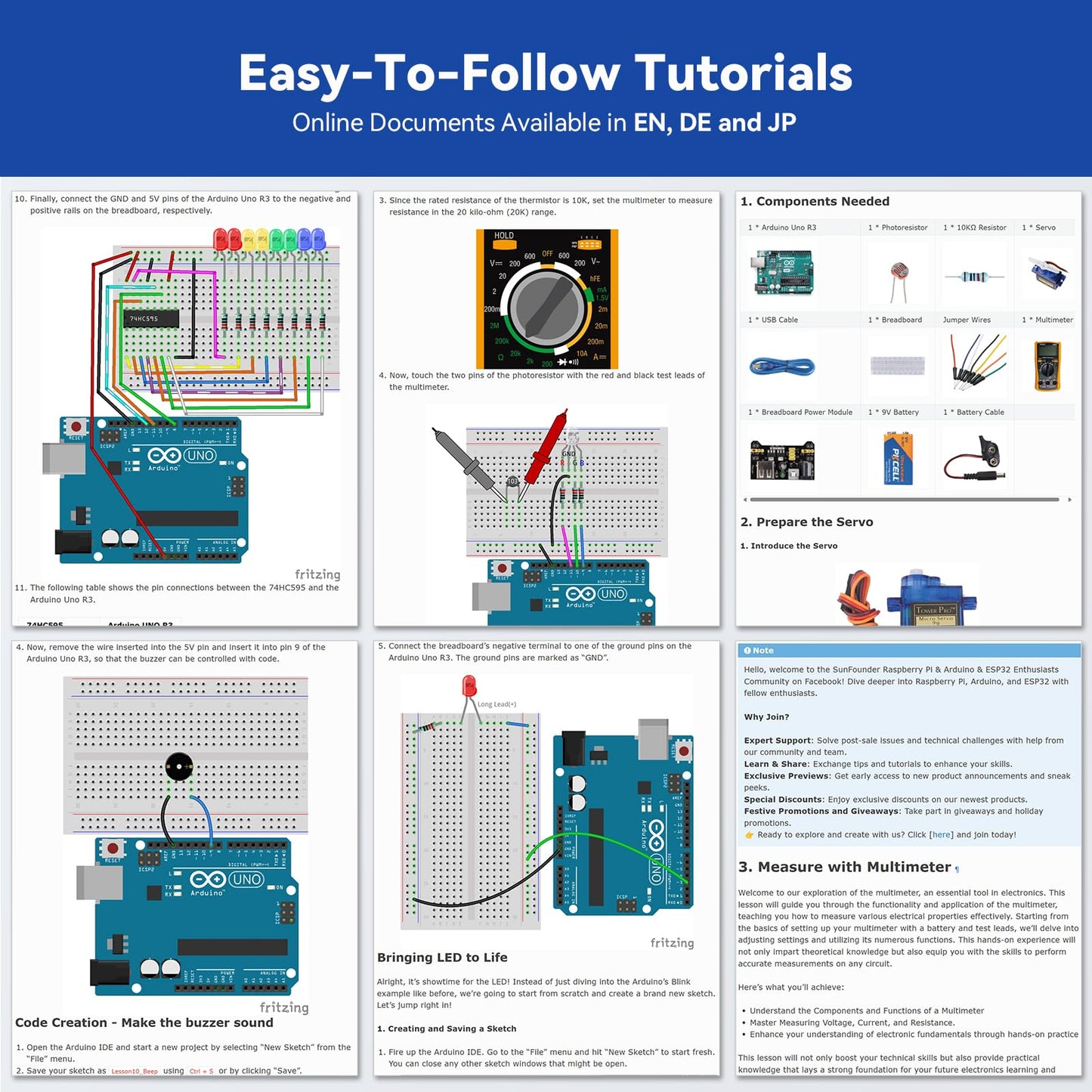 SunFounder Inventor Lab Starter Kit with Original Arduino Uno R3 REV3 Multimeter 34 Projects 40+Video Courses RAB Breadboard Holder Battery, RoHS Compliant, for Beginners & Engineers