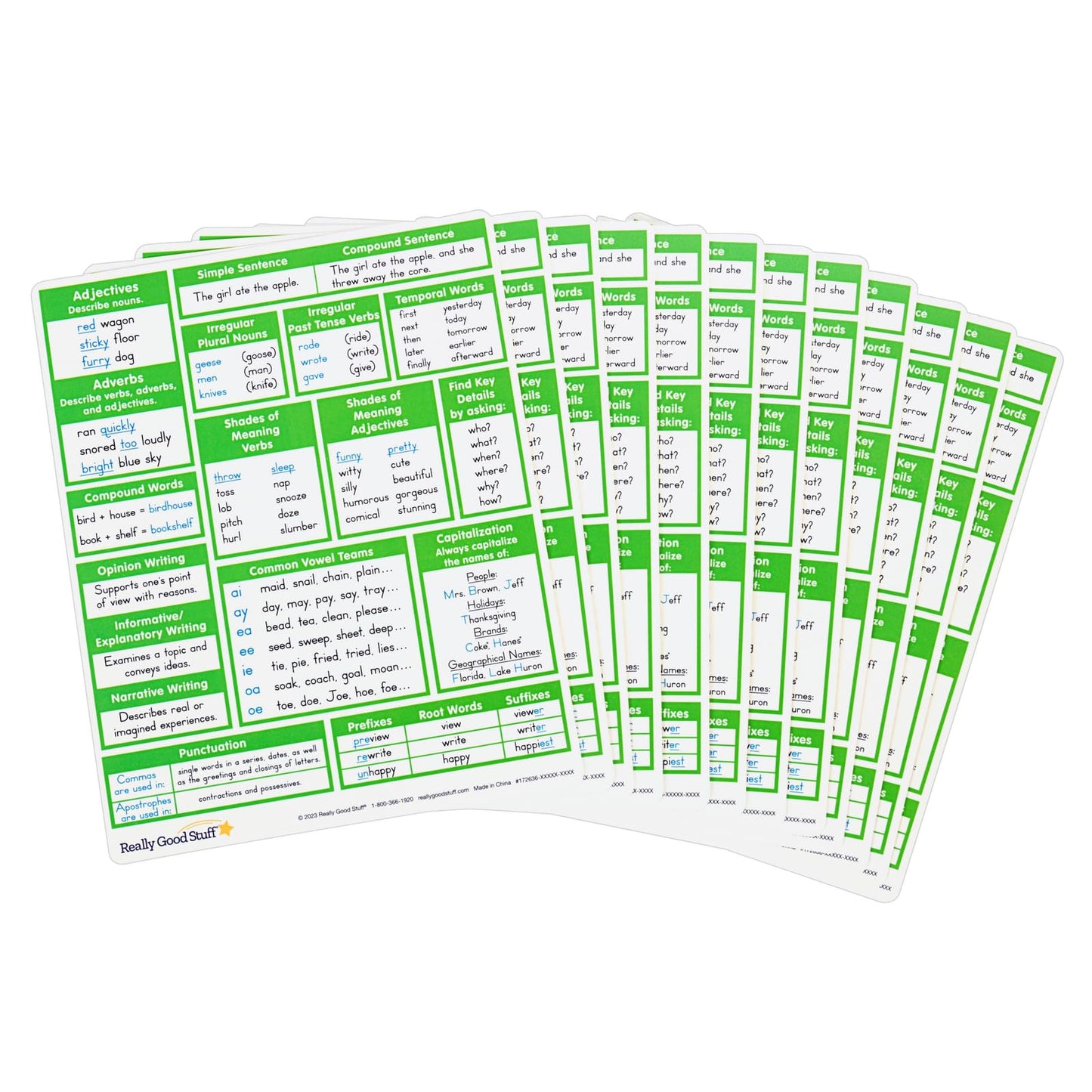 Really Good Stuff Essential Reference Cards - Grade 2 - Set of 12