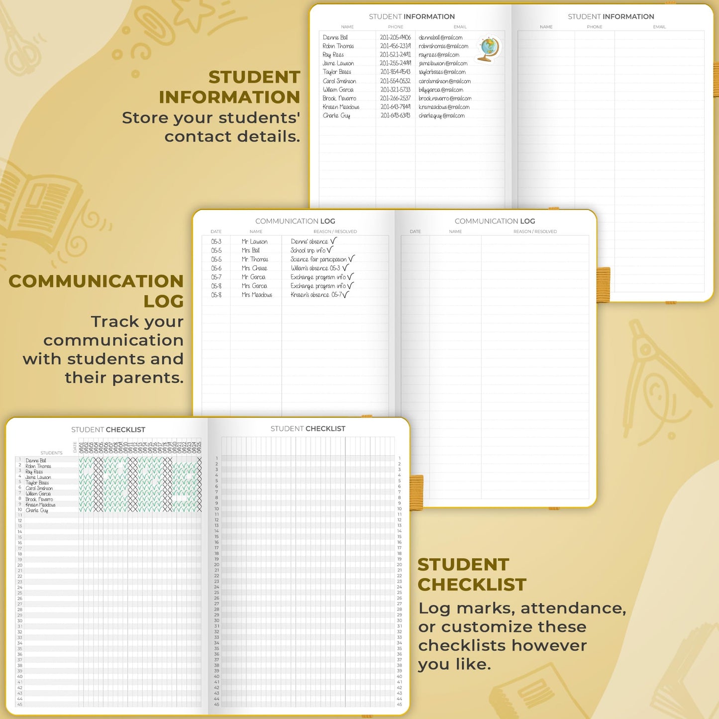 Clever Fox Teacher Planner – School Year Planner with Calendars & Lesson Plans – Teacher Plan Book for Classroom & Homeschool Organization - Undated, 7x10″, Hardcover (Amber Yellow)
