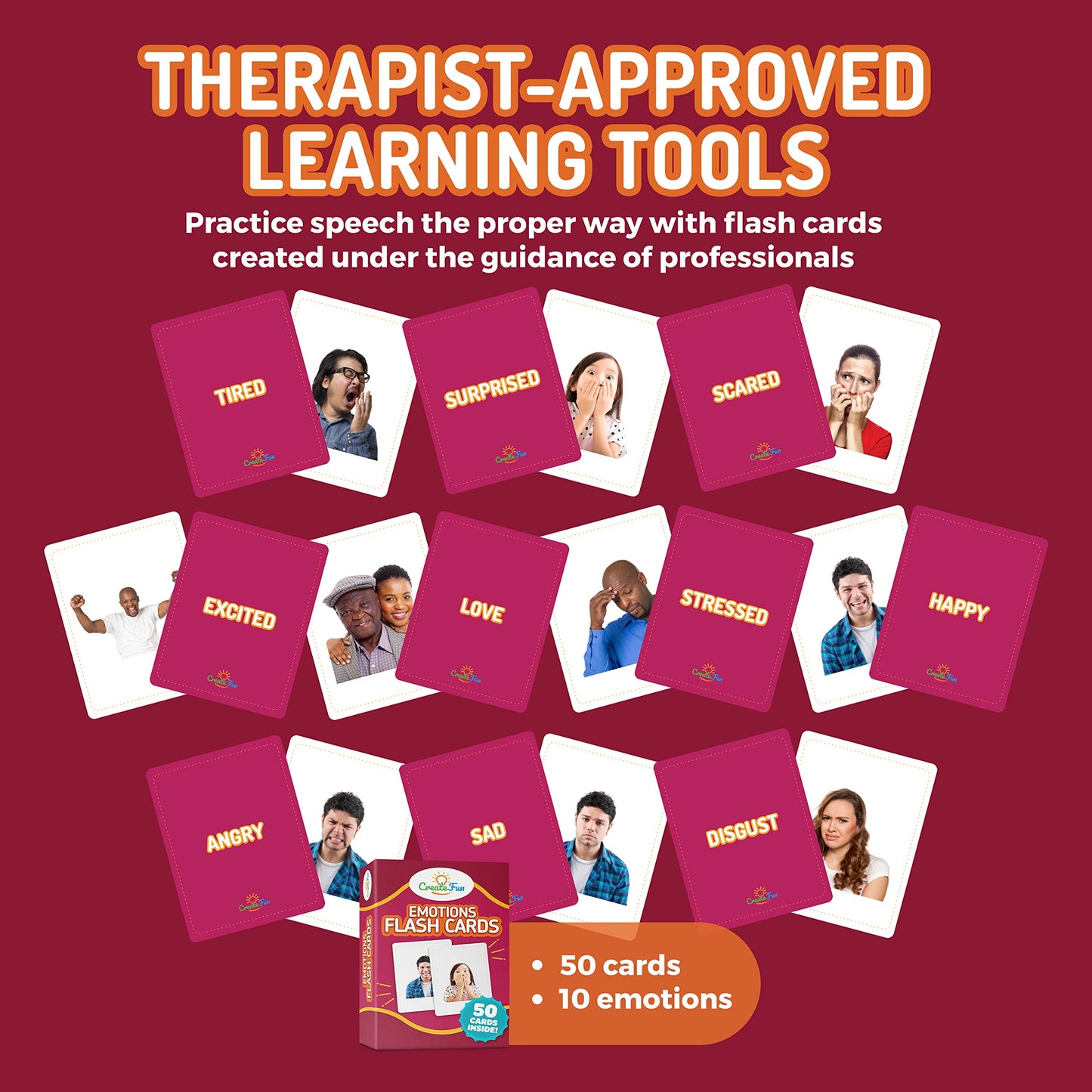50 Emotions Flash Cards Volume 1 - Feeling Photo Cards for Kids, Adults, Seniors, Homeschool, Speech Therapy, ABA, Dementia, Aphasia, Occupational Therapy, ESL and Autism Learning Material