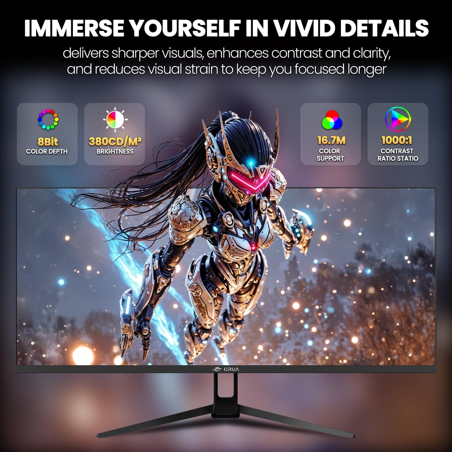 CRUA 34'' Gaming Monitor 165Hz/144Hz, UWQHD 3440x1440P IPS Ultrawide Screen Computer Monitors with Built-in Speakers, Supports FreeSync, 120% sRGB, PIP/PBP, HDMI2.0 & DP1.4, Wall Mount&Tilt Adjustable