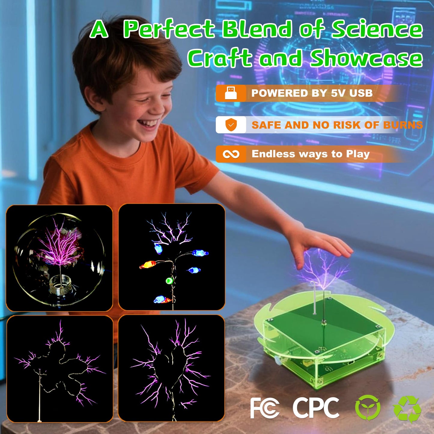 eUda+ STEM Tesla Lightning Kit for Kids&Adults Toys for 12 Year Old Boys Build Your Tesla Coil Kit Stem Kits for Kids Age 14-16 Girls Soldering Practice Kit for Beginners 12+ (Soldering Version, BTG)