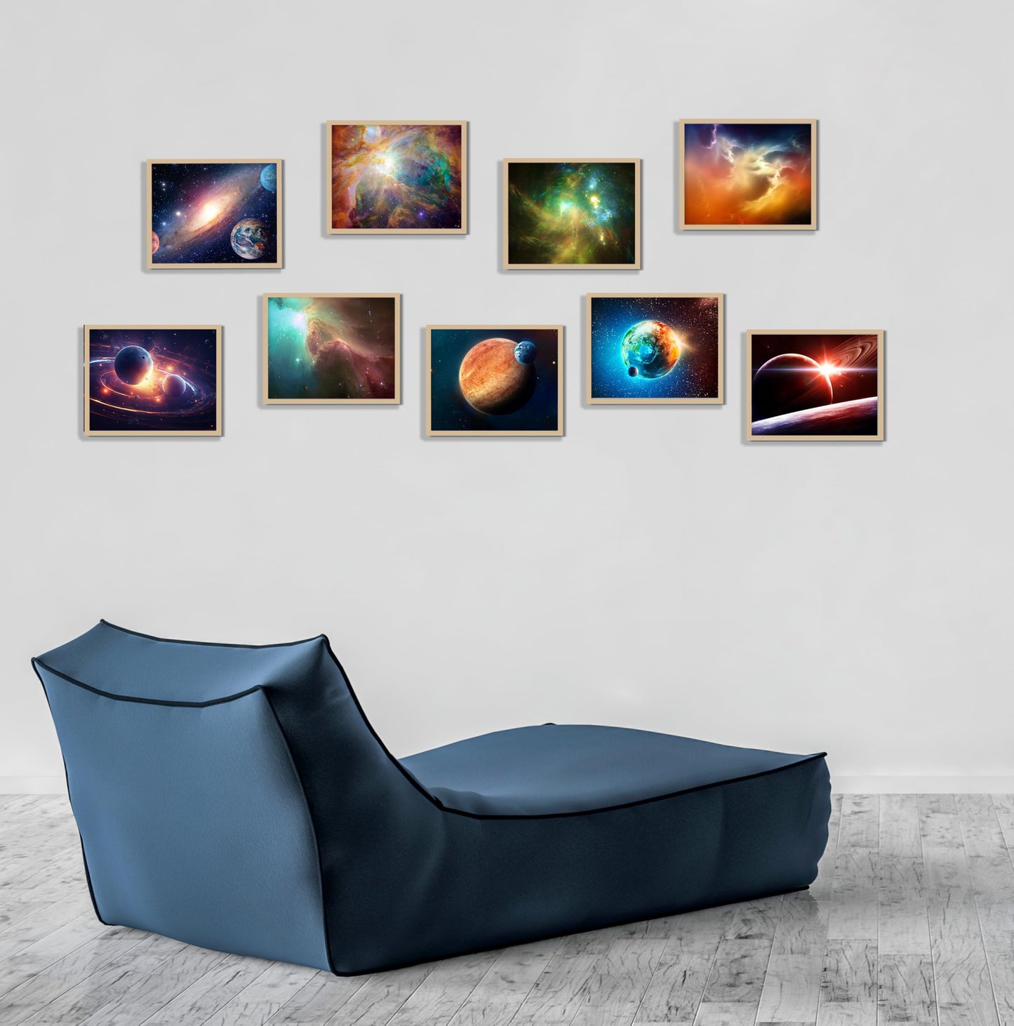 Outer Space Posters Solar System Planet Painting Galaxy Pictures Nebula Wall Art Kids Bedroom Outer Space Room Decor Interstellar Posters Living Room Home Decoration Set of 9( 8x10 inches) Unframed