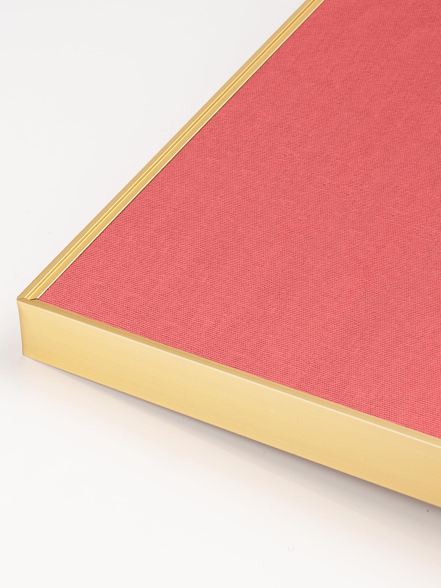 Lightomorrow Bulletin Board 23.6 x 17.7 inches, Coral Red Pin Board, Golden Aluminum Framed Fabric Cork Board with 10 Push Pins