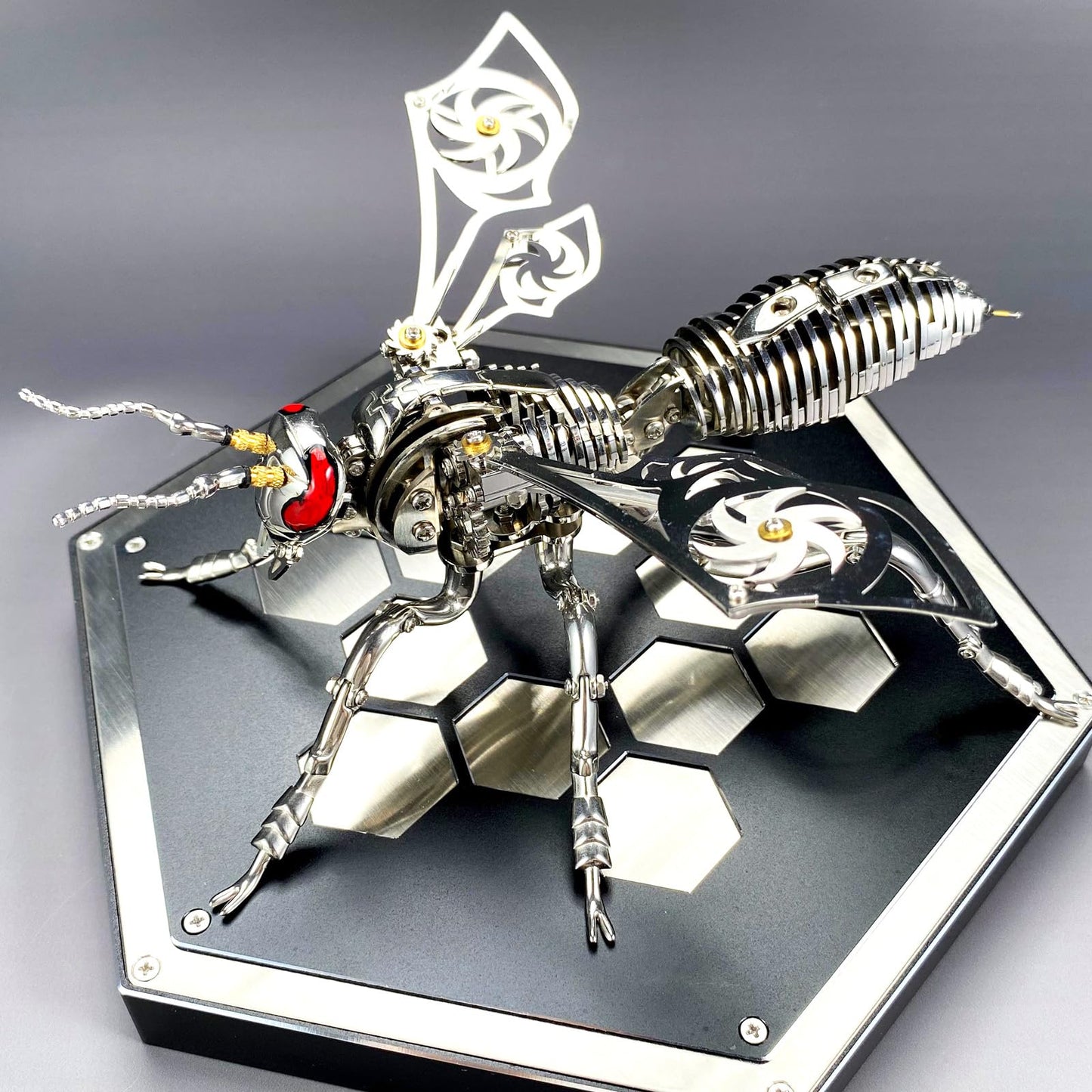 3D Metal Wasp Puzzles for Adults Model Kits Mechanical Puzzle Building Blocks, Difficult DIY for Assembly Gifts for Men (Steel)