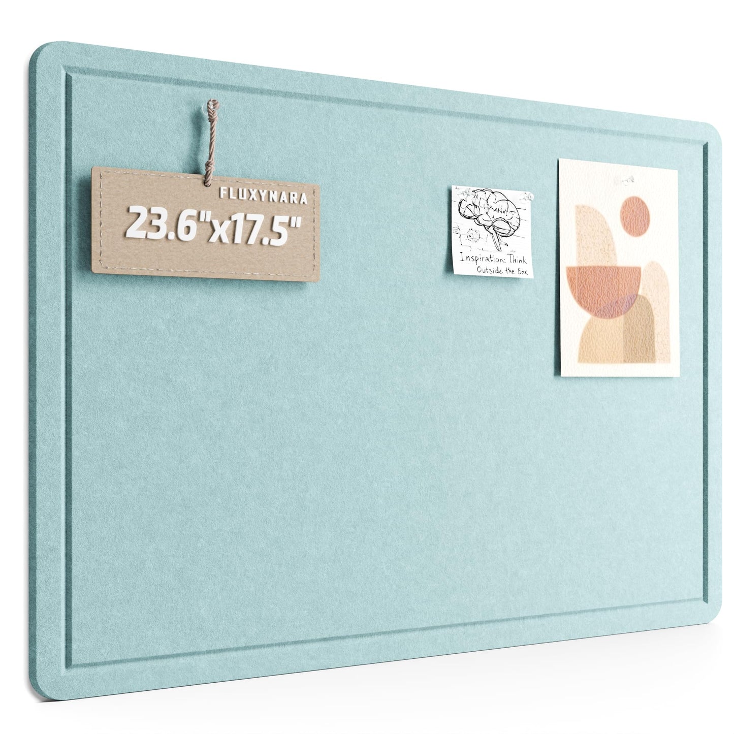 Fluxynara Bulletin Board, 23.6" x 17.5" Cork Board Alternative with 12 Safe Removable Adhesive Tabs, Foldable Felt Pin Board for Home Office, Classroom, Bedroom,Entryway for Walls—Aqua Blue