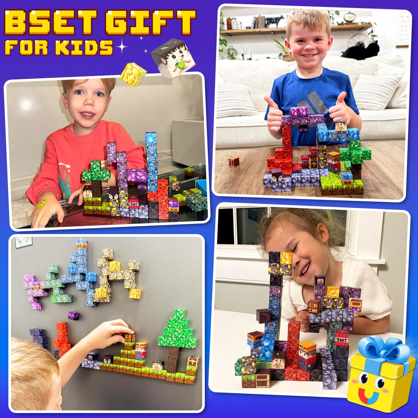 Magnetic Blocks - Build Mine Magnet World Set, STEM Magnetic Building Blocks for Kids Ages 4-6 6-8 8-13, Montessori Sensory Toys for Toddlers, Birthday Toys Gifts for 3+ Years Old Boys & Girls