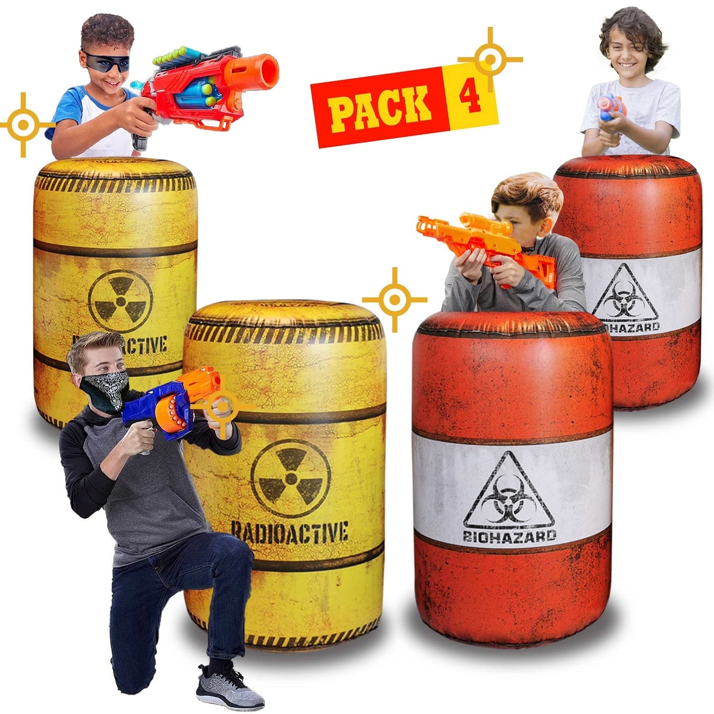 NINOSTAR 4 Pack Inflatable Battle Battlefield Barrels,Great for Party Laser Tag Gun Game Battle Obstacles by Ninostar
