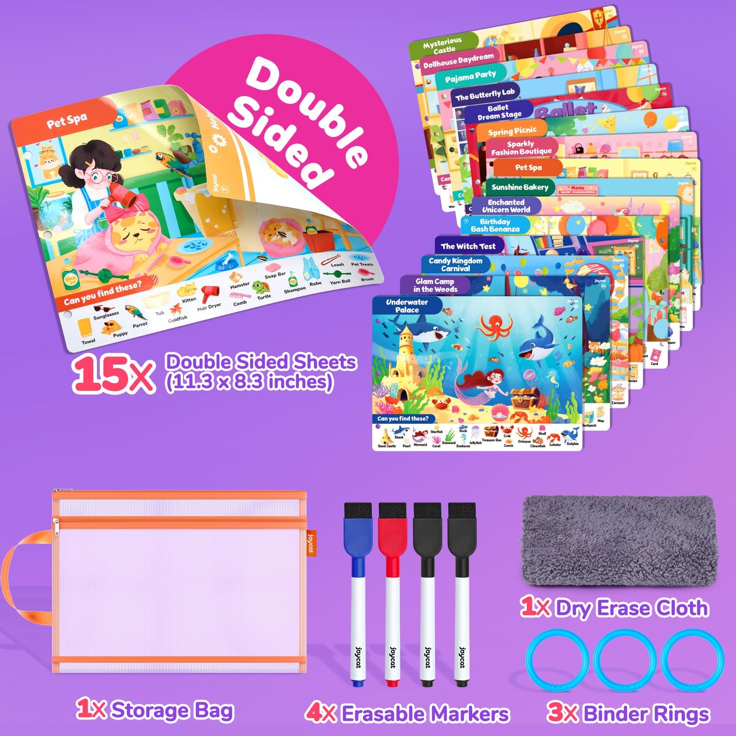 JoyCat Seek & Find Game Book, Educational Toys for Girls Ages 3-5, Preschool Learning Activities for Toddlers & Kids, Christmas Road Trip Travel Toys for Car & Airplane, Gifts for 3 4 5 6 Year Olds