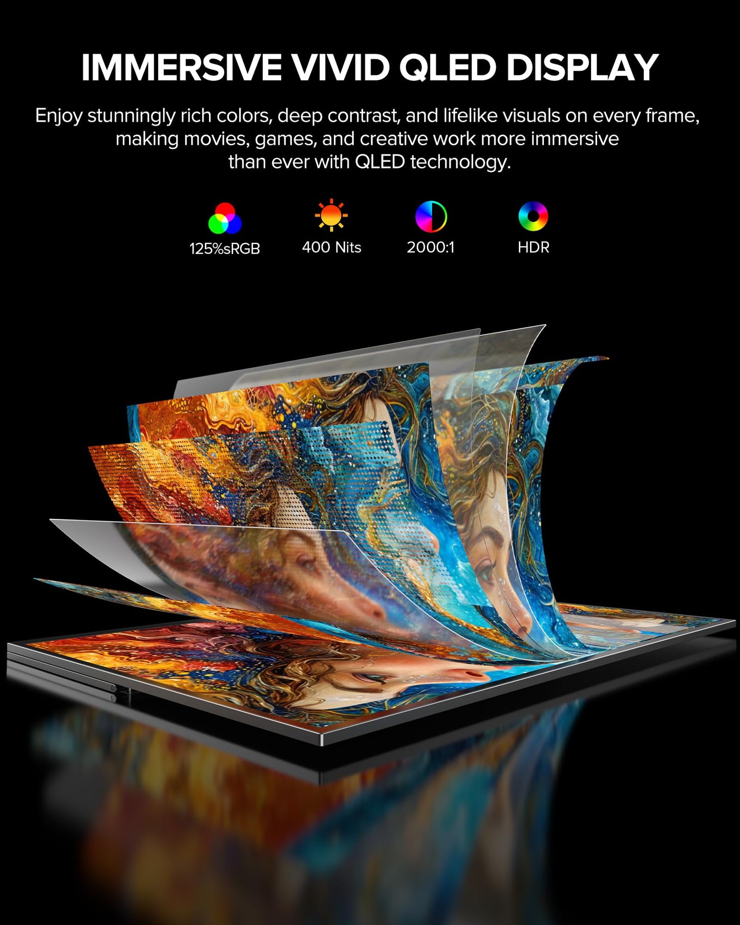UPERFECT 24" 120Hz QLED Portable Touchscreen Monitor 1080P 125% sRGB 400Nits w/Stand & VESA, HDMI USB-C Travel Monitor for Laptop/Gaming Devices/Phone/Mini PC, External Second Screen for Gaming & Work