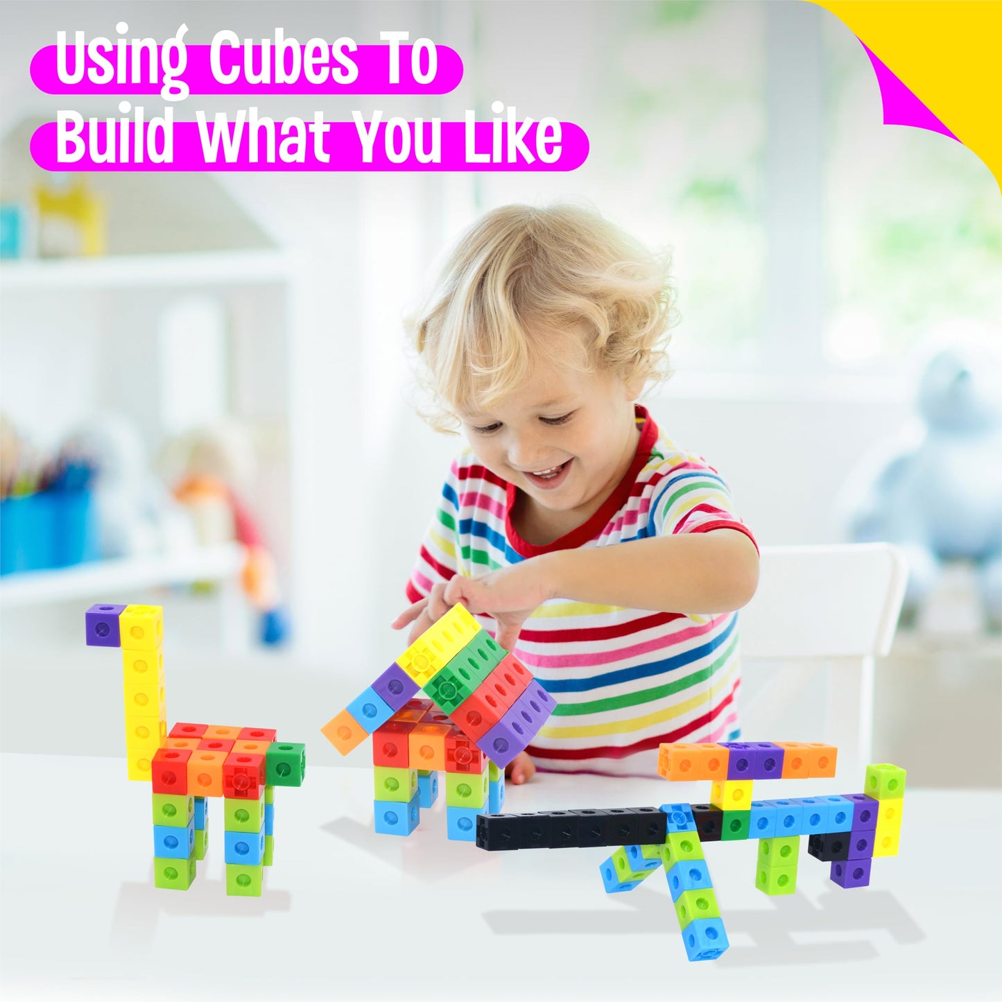 SpriteGru 300PCS Math Linking Cubes, Math Cubes Manipulative Connecting and Counting Snap Blocks for Early Math and Construction, Educational Toy for Preschool, Kindergarten, Homeschool