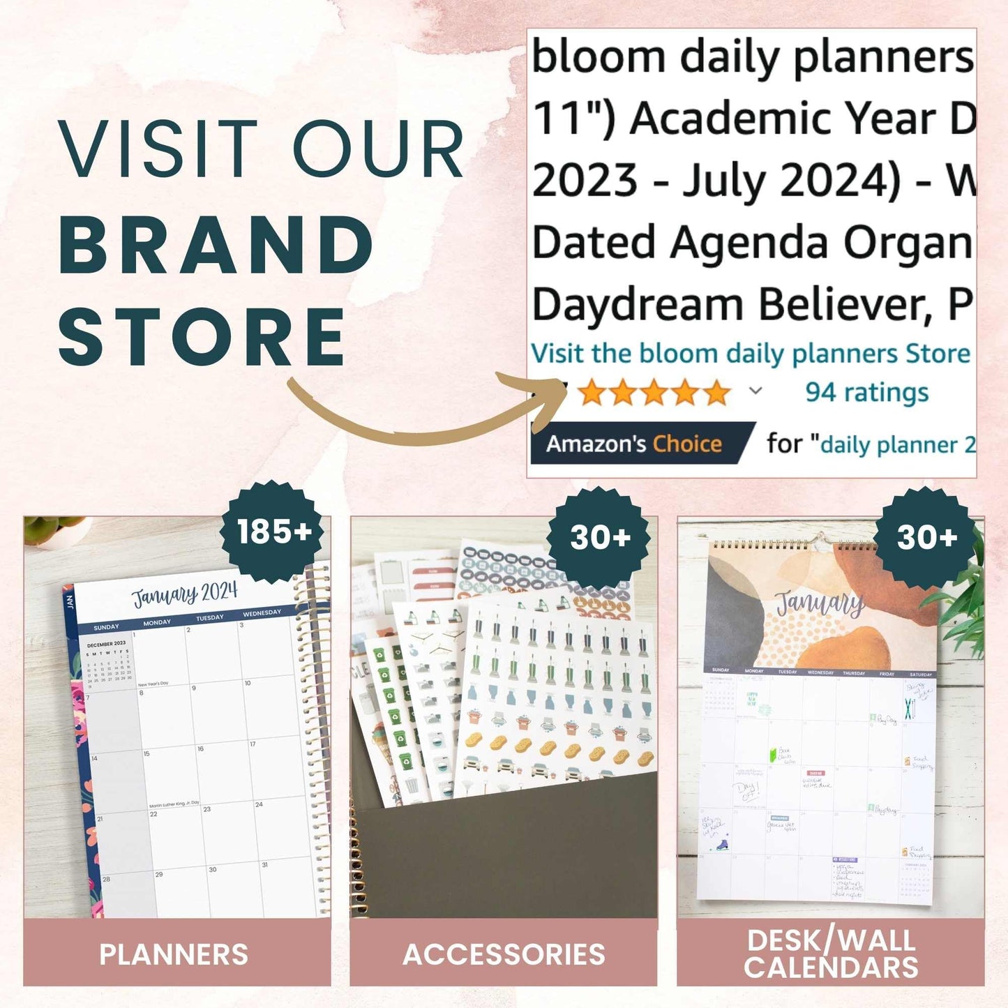 bloom daily planners Undated Perpetual Desk Easel with Motivational Quotes - Inspirational Standing Flip Calendar for Women - Page A Day (5.25" x 5.5") - Hand-Lettered
