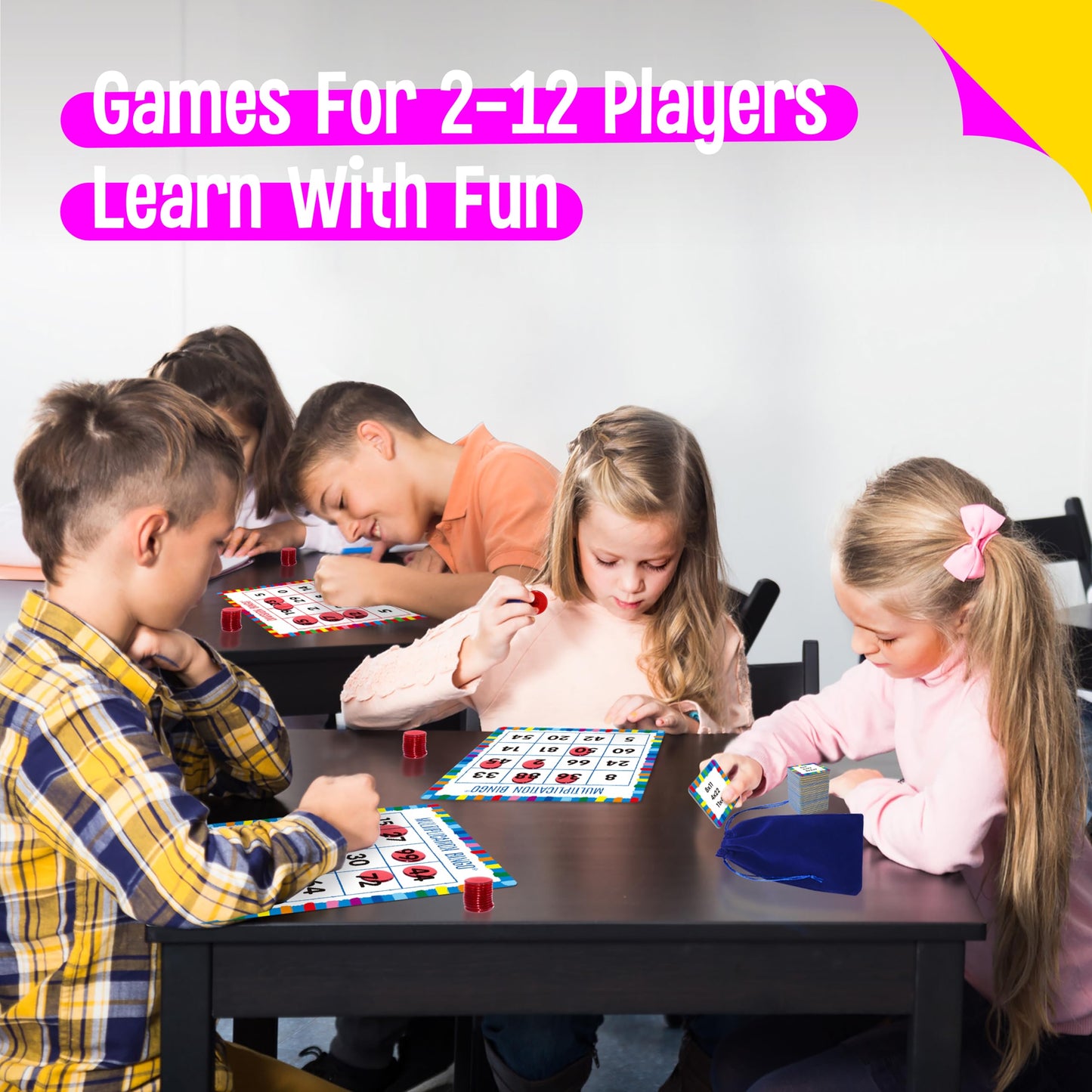 SpriteGru Multiplication & Division Bingo Game, 360 Math Problems, 2 Educational Math Board Game for Kindergarten and Preschool Kids, Perfect for Classroom & At Home