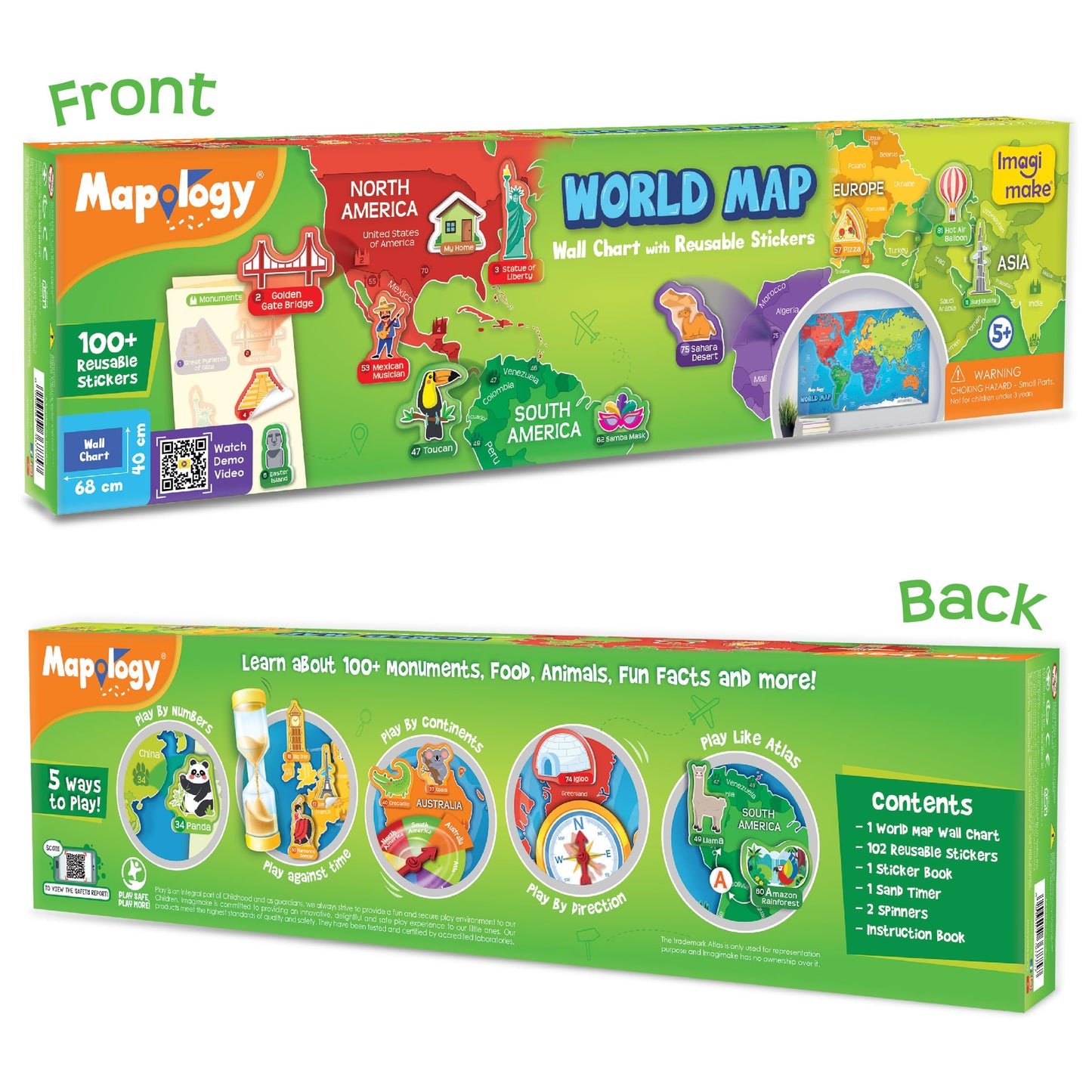 Imagimake Mapology USA Map with Reusable Stickers | 100+ Jelly Stickers | Geography Games & Learning Kids Toys Age 5-8 | Gifts for Boys & Girls Age 5,6,7,8,9,10,11,12 Years Old