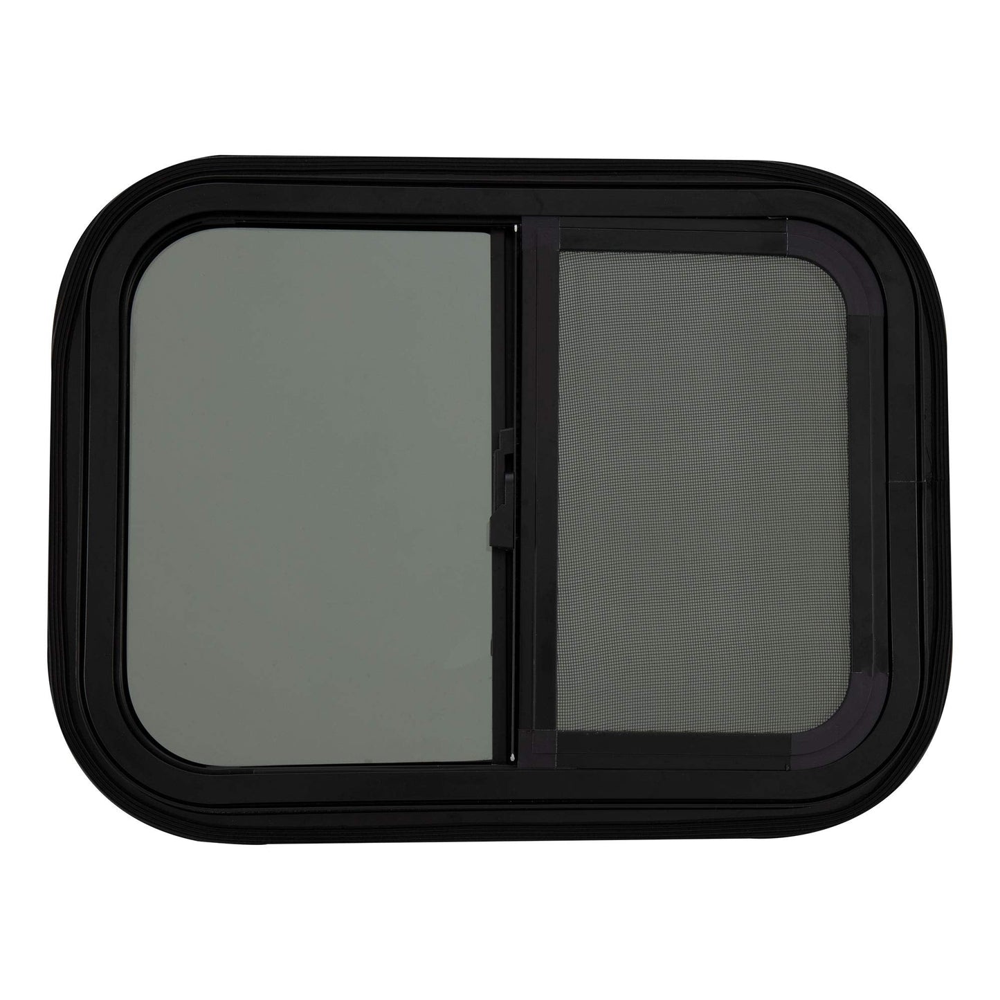 RecPro RV Window Replacement | Teardrop Style | 20inW x 15inH | Horizontal Sliding | Black | Model RP-WIN
