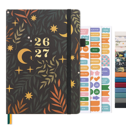 And Per Se Academic Planner 2026-2027 – Weekly & Monthly Planner, July 2026 to June 2027, A5 Leather Hardcover with Inner Pocket – Student & Teacher Organizer, 5.7" x 8"(Lunar Leaf)