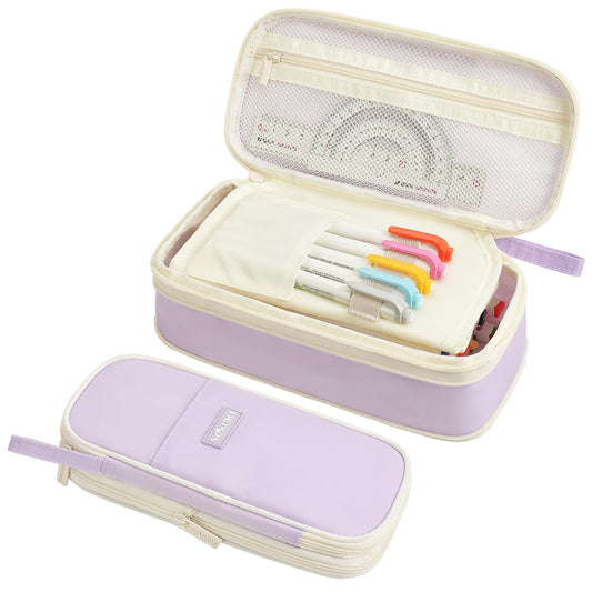 YOKUMA Pencil Case Cute Pencil Pouch for Girls Big Capacity Pen Bag Box, Kawaii Aesthetic College School Supplies for Student Teen Adults Preppy, Purple