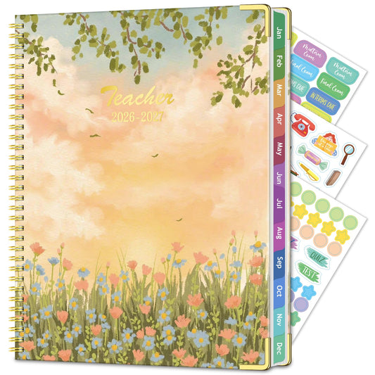 Teacher Planner 2026-2027 Academic Year, Jul.2026 - Jun.2027, 8.5" x 11" Lesson Planner Book for Teachers, Teacher Planners with Colorful Monthly Tabs for Homeschool & Classroom Organization - Orange