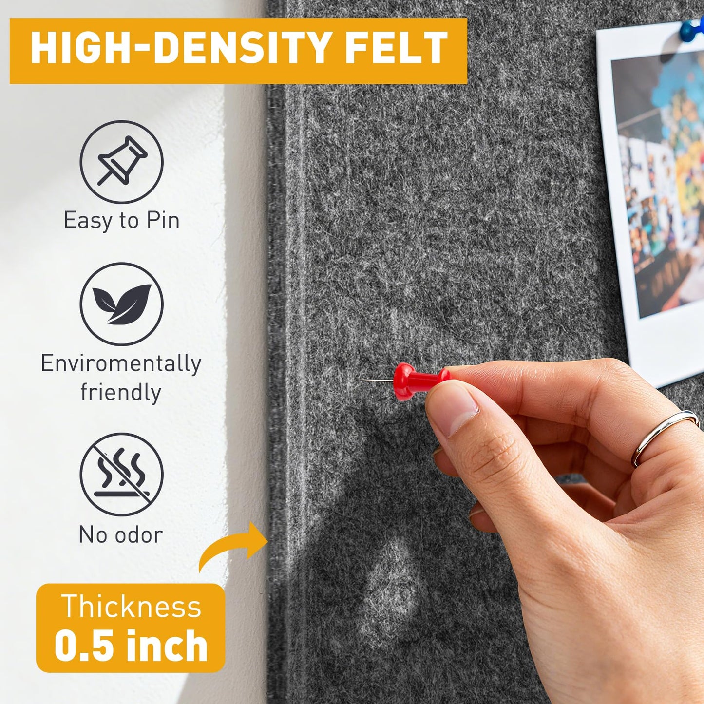 QUEENLINK Large Cork Boards 48"x36", 12-Pack Self-Adhesive Felt Bulletin Board Tiles with 120 Push Pins, Square Felt Wall Panels Pin Board Tack Board Wall Organizer for Home Office Decor, Grey