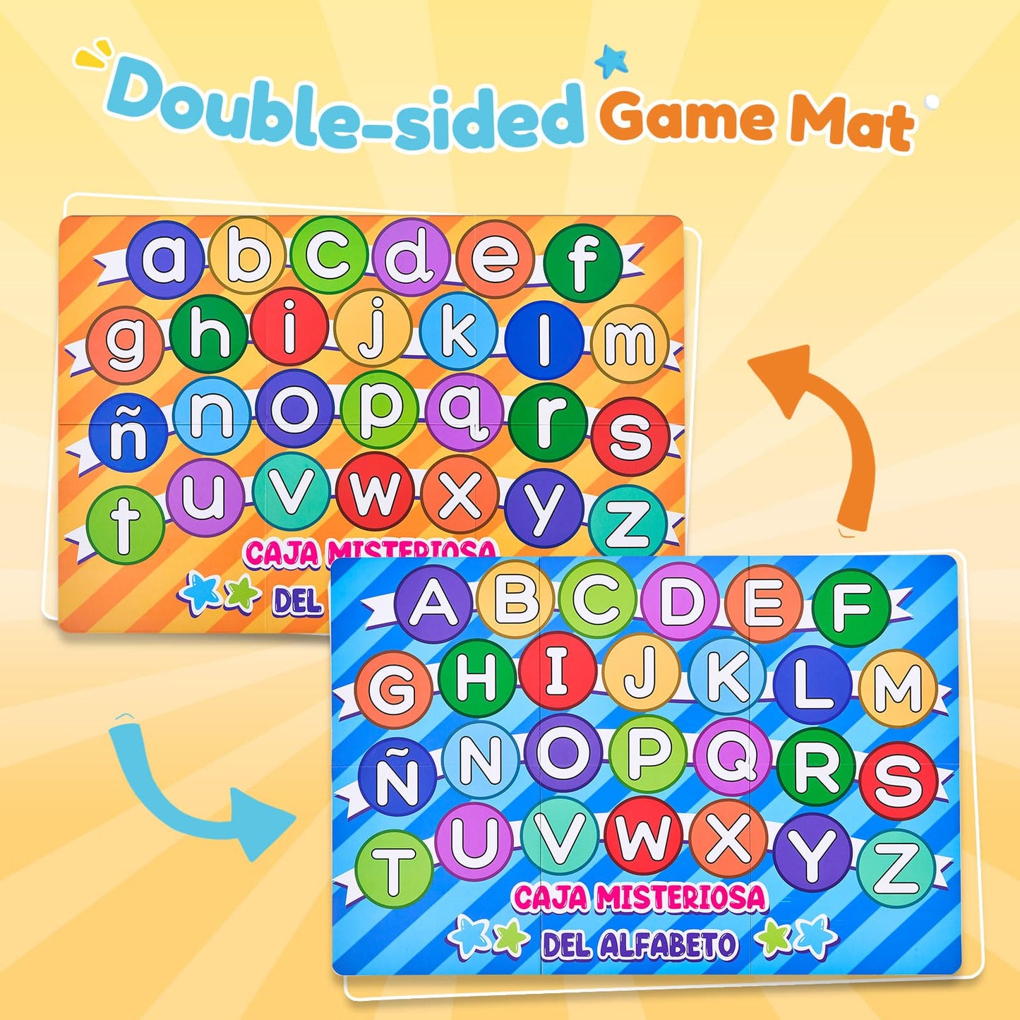 JoyCat Spanish Mystery Alphabet Box - Caja Misteriosa del Alfabeto for Kids, 27 PCS Spanish Letters & Sounds Sorting Game, Fine Motor Learning Toys for Preschool, Kindergarten, Easter Basket Stuffers