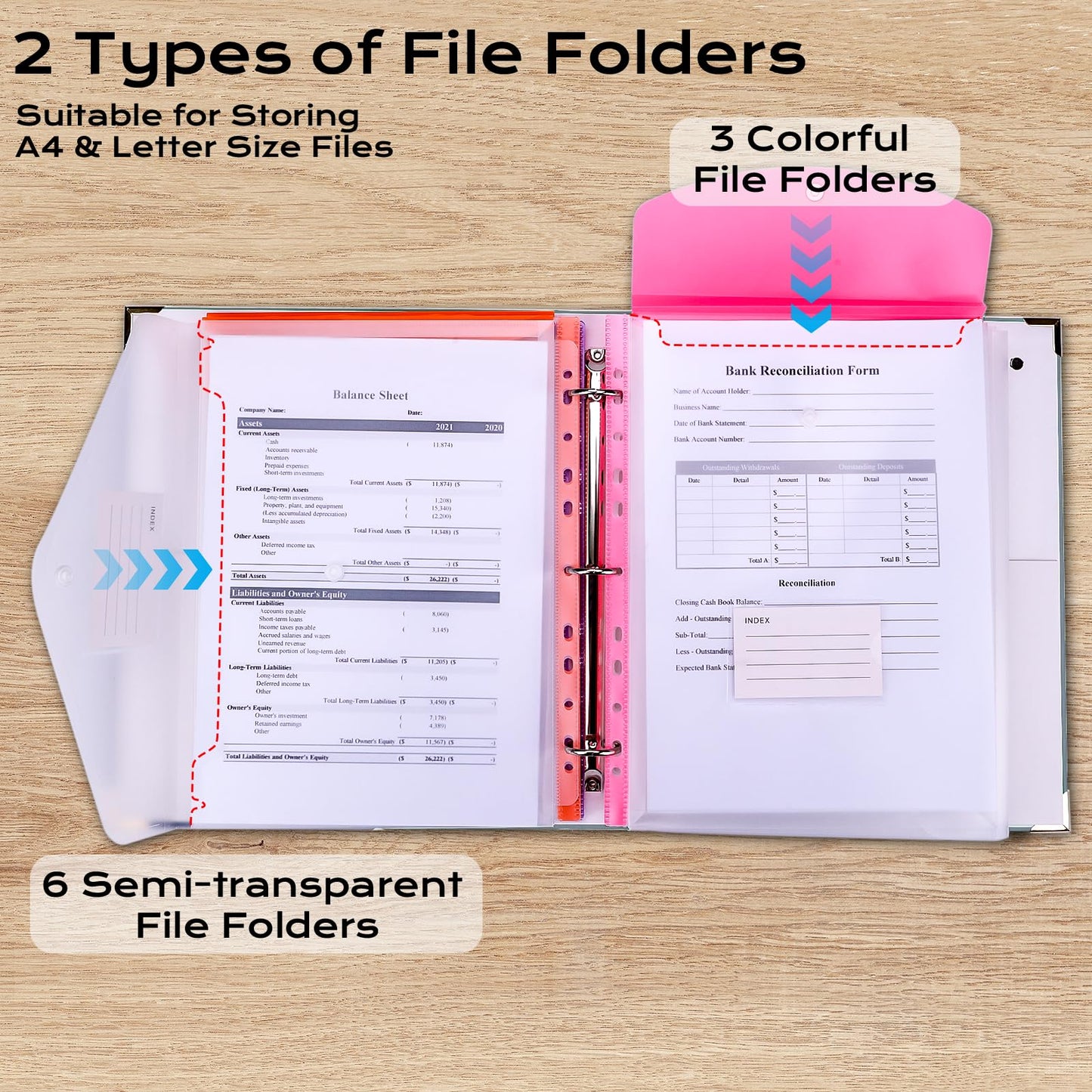 XKDOUS Important Document Organizer with 9 Pockets, Aesthetic Folio Folders 3-Ring Accordion Storage Binders Linen Expanding File Folder for A4 Papers, Documents and Files