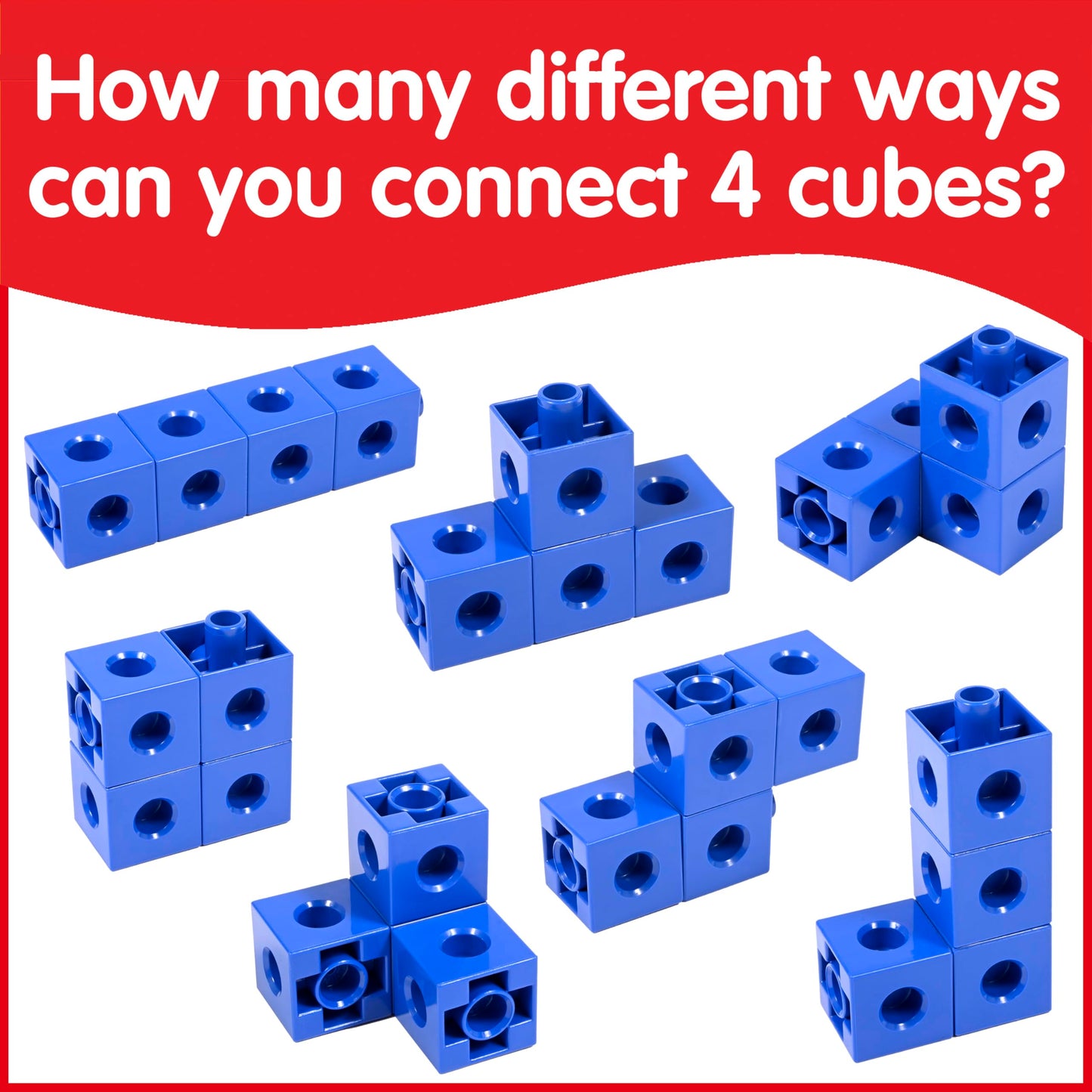 edxeducation Recycled Plastic Linking Cubes - Set of 100 - Connecting and Counting Snap Blocks for Early Math - for Preschool and Elementary Aged Kids