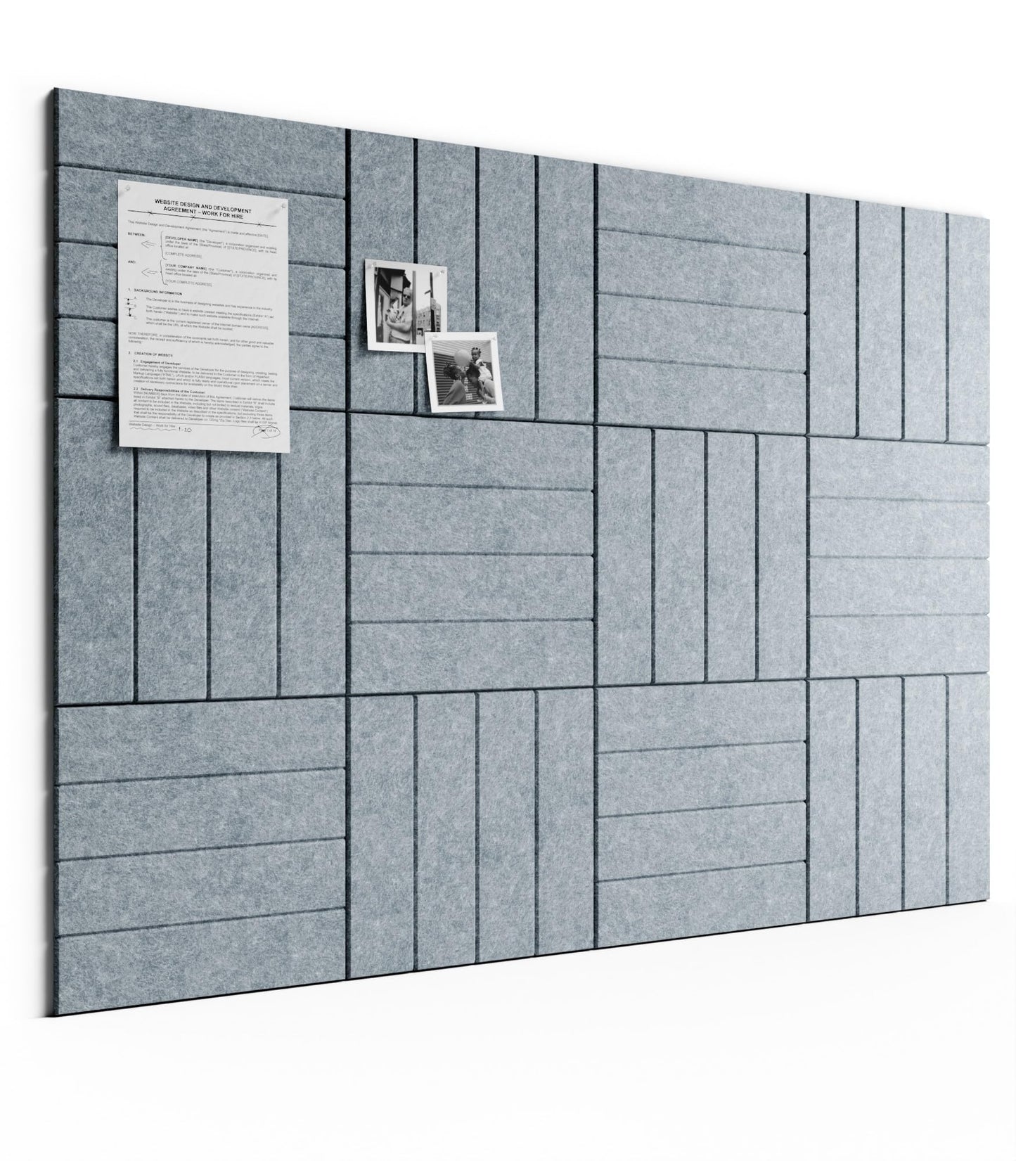 Bumusty Large Cork Board Alternative-48 x 36" Felt Bulletin Board Tiles, with 30 Pushpins, 70 Adhesive Tabs, Bold-Stripe 12-Pack, Cork Boards for Office Push Pin Board Felt Board-Blue Gray