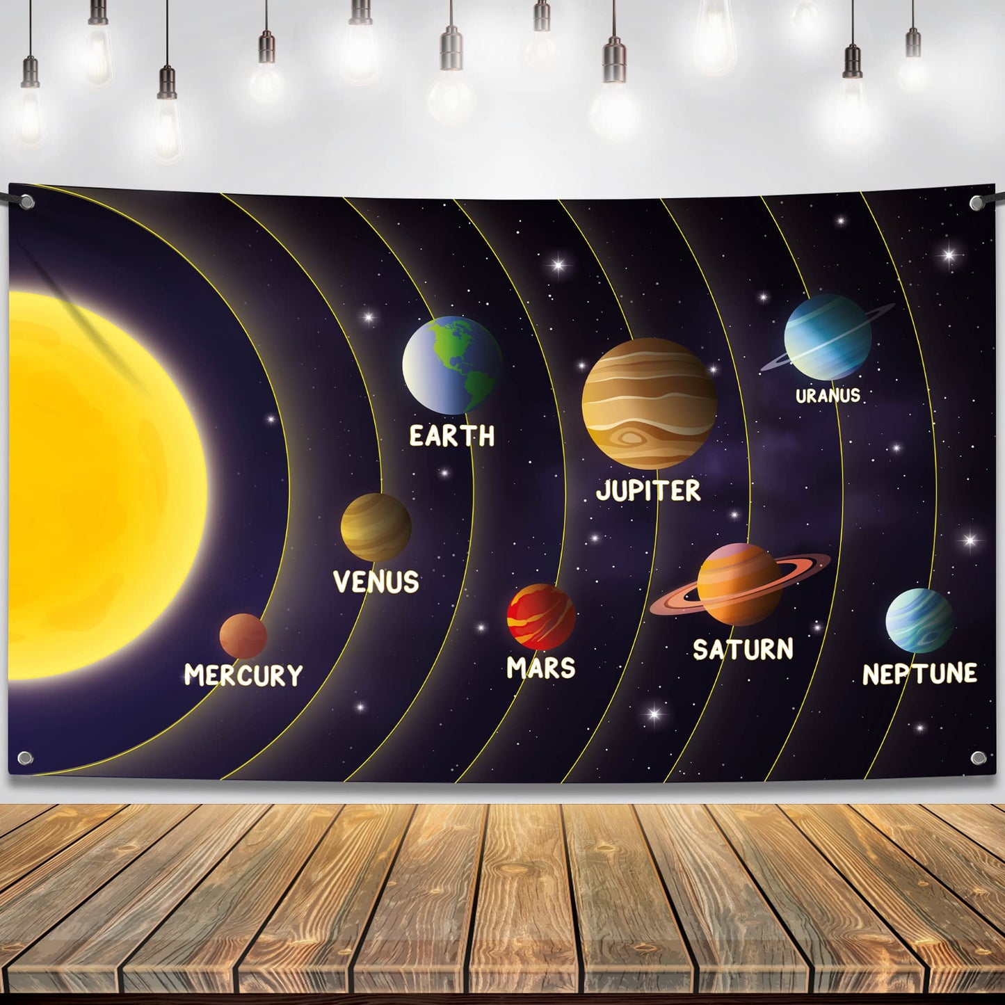 KatchOn Large Solar System Backdrop - 72x44 Inch | Outer Space Decorations for Classroom | Solar System Poster for Outer Space Party Decorations