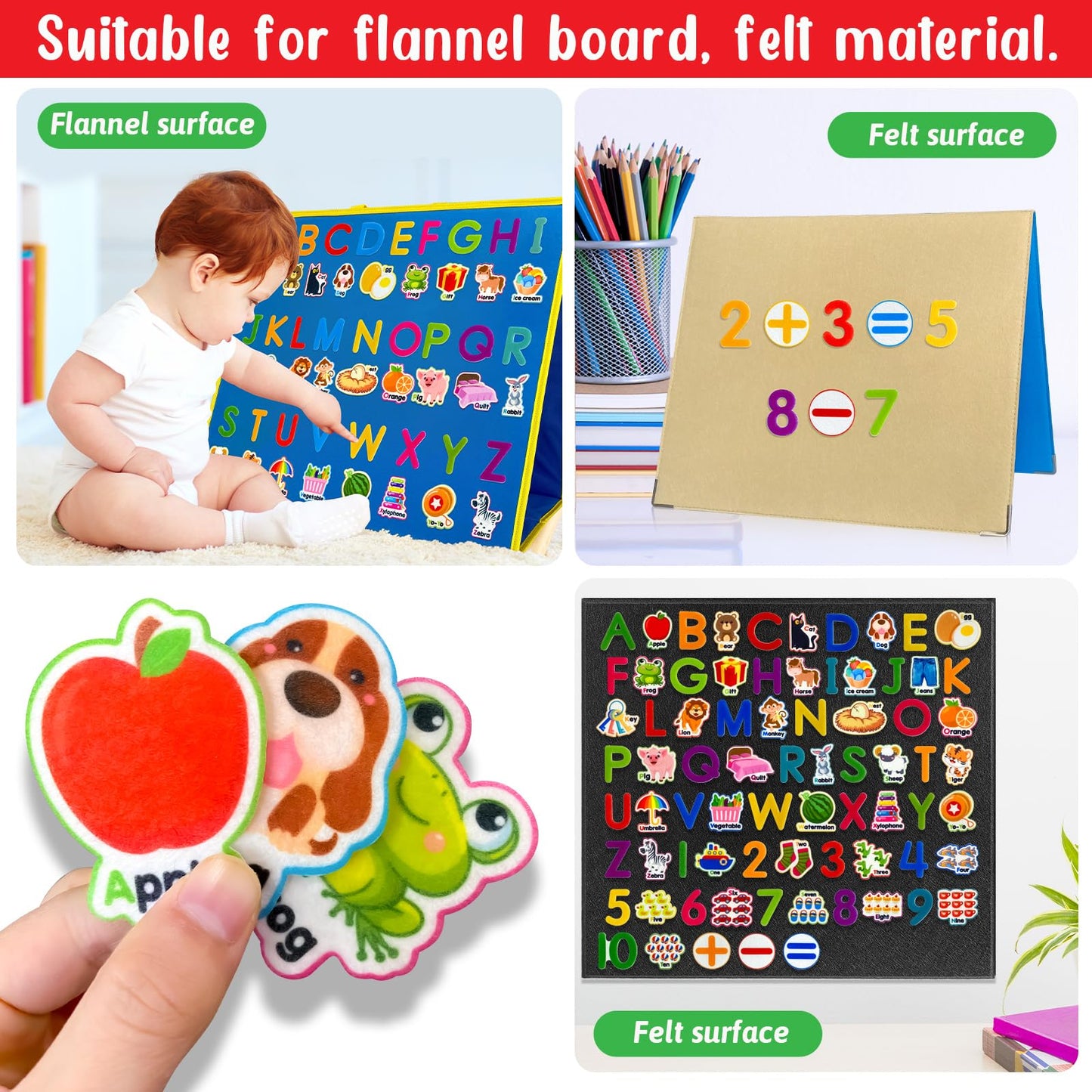 PENGFULL Felt Learning Letters Numbers Pieces,75 Felt Board Pieces for Felt Flannel Board,Alphabet ABC for Toddlers for Kindergarten,Preschool,Toddlers