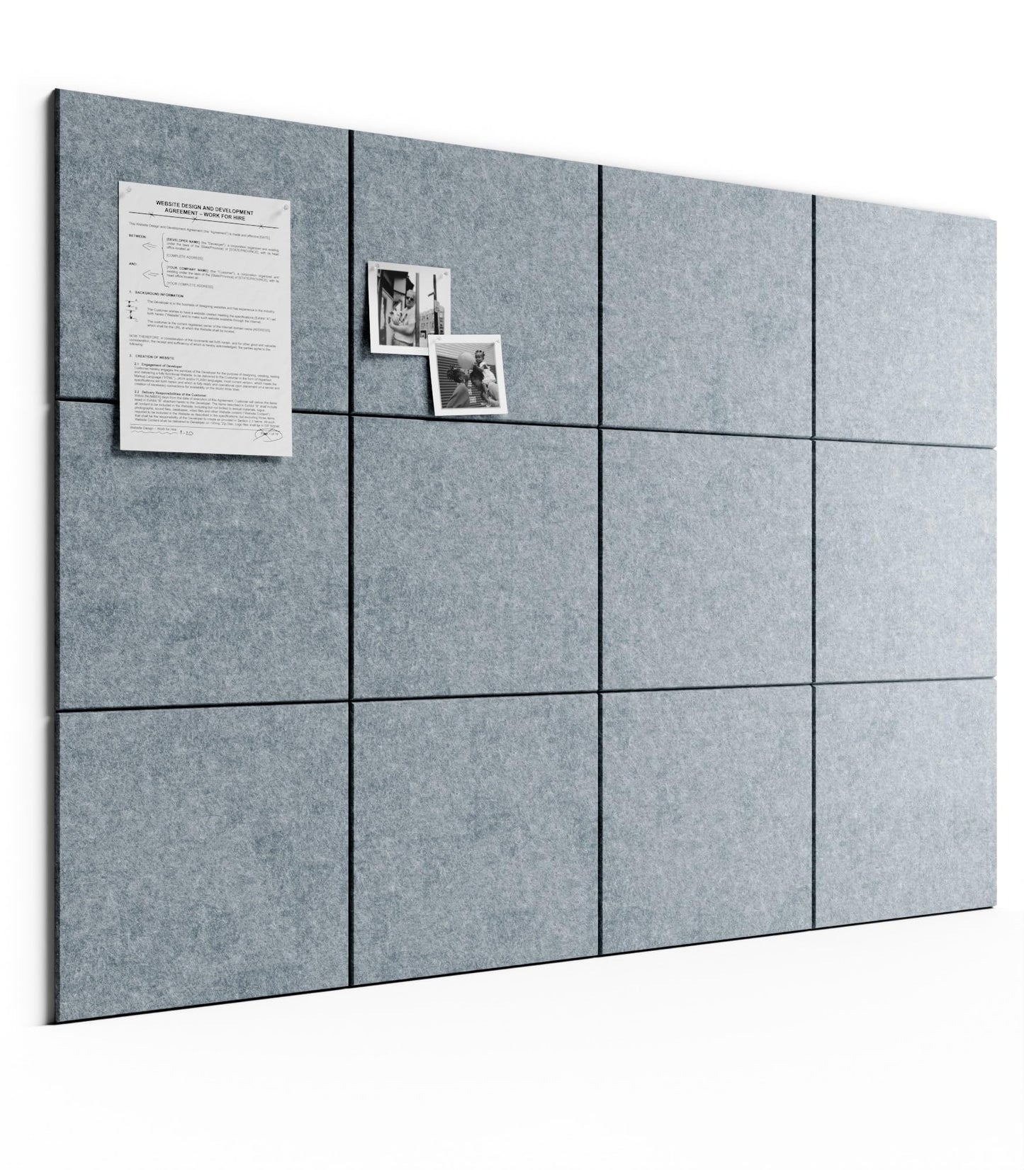 Bumusty Large Cork Board 48" x 36" Alternative - 12 Pack Felt Wall Tiles with 70 Safe Removable Adhesive Tabs, 30 Pushpins, Cork Boards for Walls Pin Board Bulletin Board Office Decor (Blue Gray)