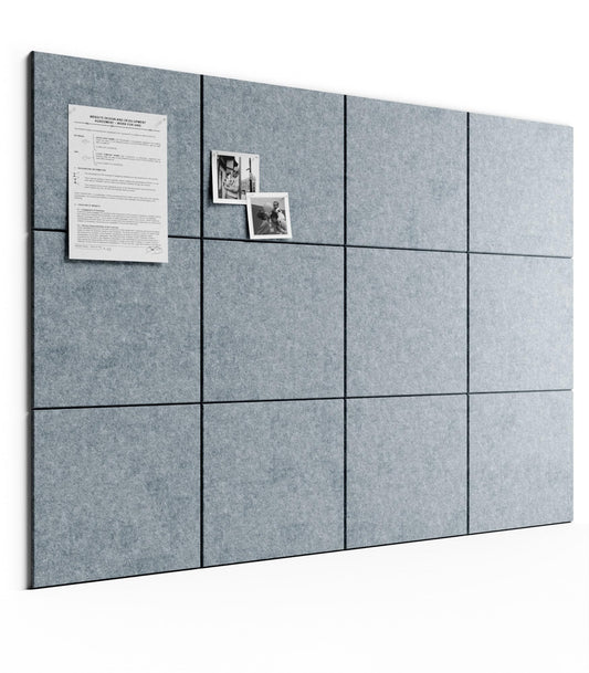 Bumusty Large Cork Board 48" x 36" Alternative - 12 Pack Felt Wall Tiles with 70 Safe Removable Adhesive Tabs, 30 Pushpins, Cork Boards for Walls Pin Board Bulletin Board Office Decor (Blue Gray)