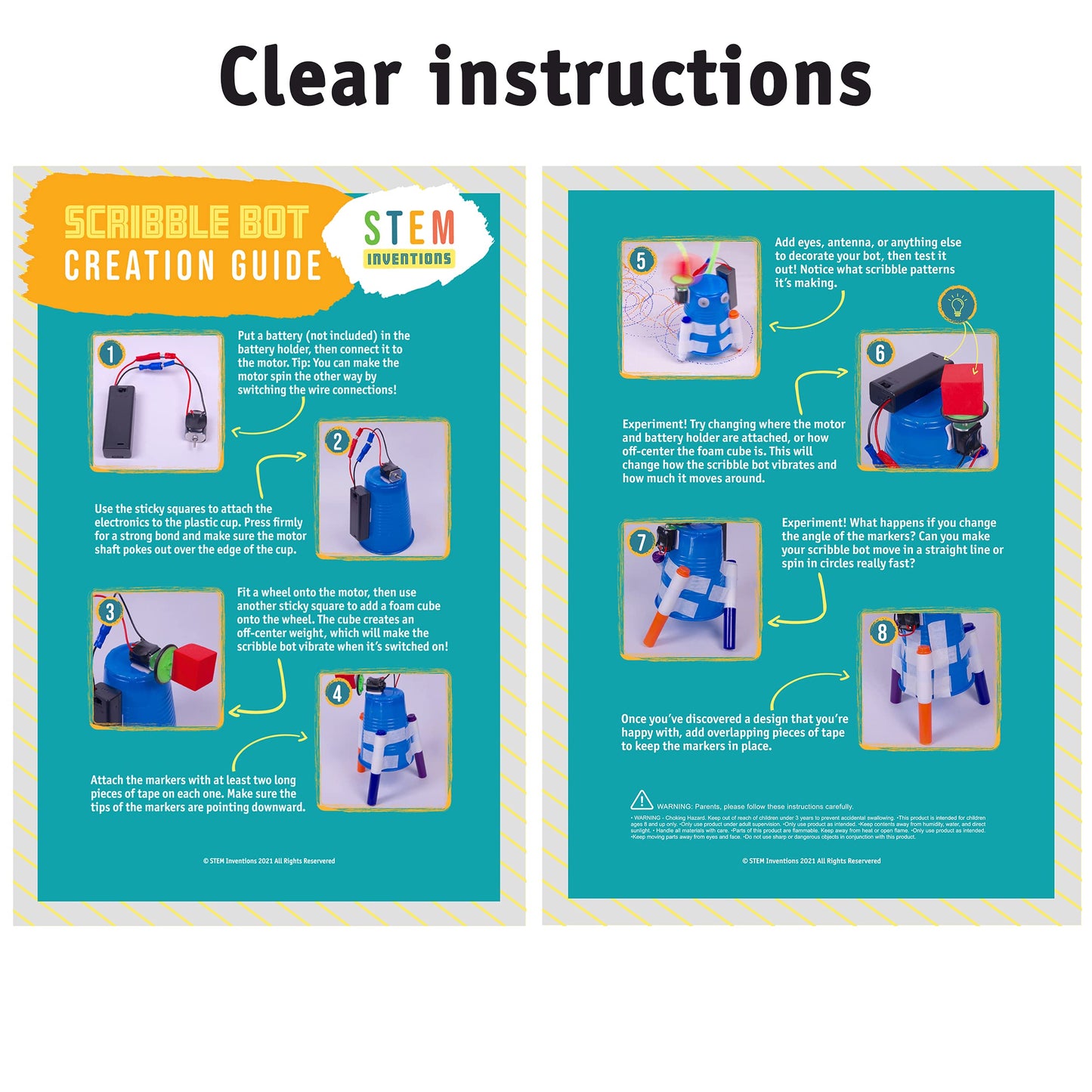 Scribble Bot Kit, 30-Pack – Build 30 Motorized Drawing Robots, Complete STEM Project Kit for Classrooms, Ages 8+