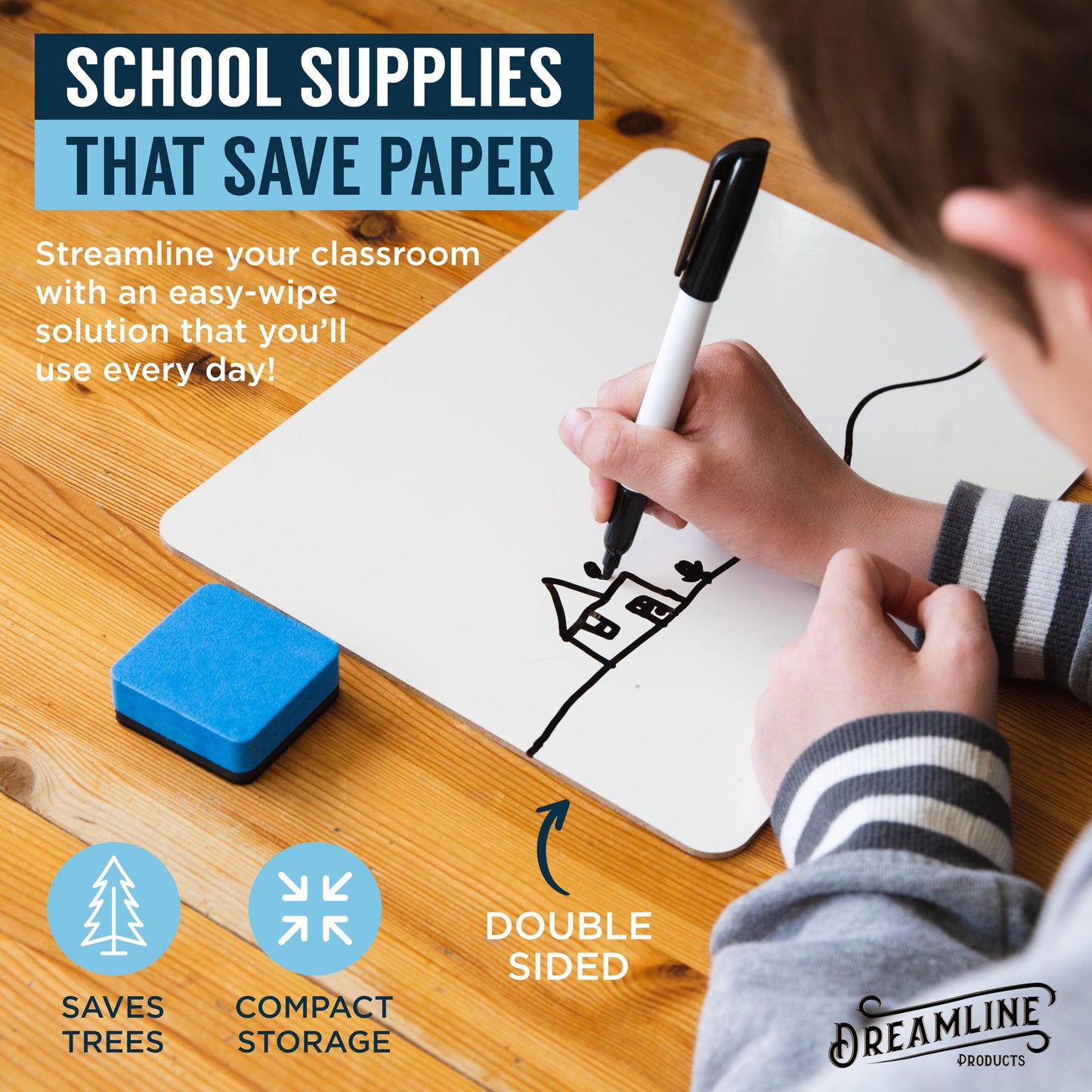 Dry Erase Boards [30pc Double Sided] Lapboards with ClearWipe Coating! Small White Boards - 9" x 12" Mini White Boards for Students, Classroom Teacher Supplies