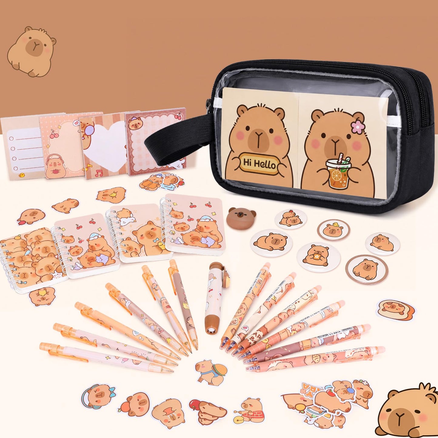 Similove Backpack for School Girls, 30PCS Gifts School Supplies Stationery Set with Lunch Box Pencil Case Pens Pencils Notebook Cartoon Gifts for Kindergarten Elementary Student(Black)
