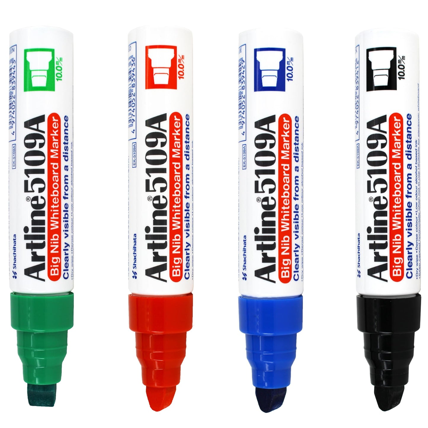 Artline 5109A Magnum White Board Markers Dry Erase with Jumbo Big Nib For Clear, Visible Lettering, Black, Red, Blue, and Green - 4 Pack