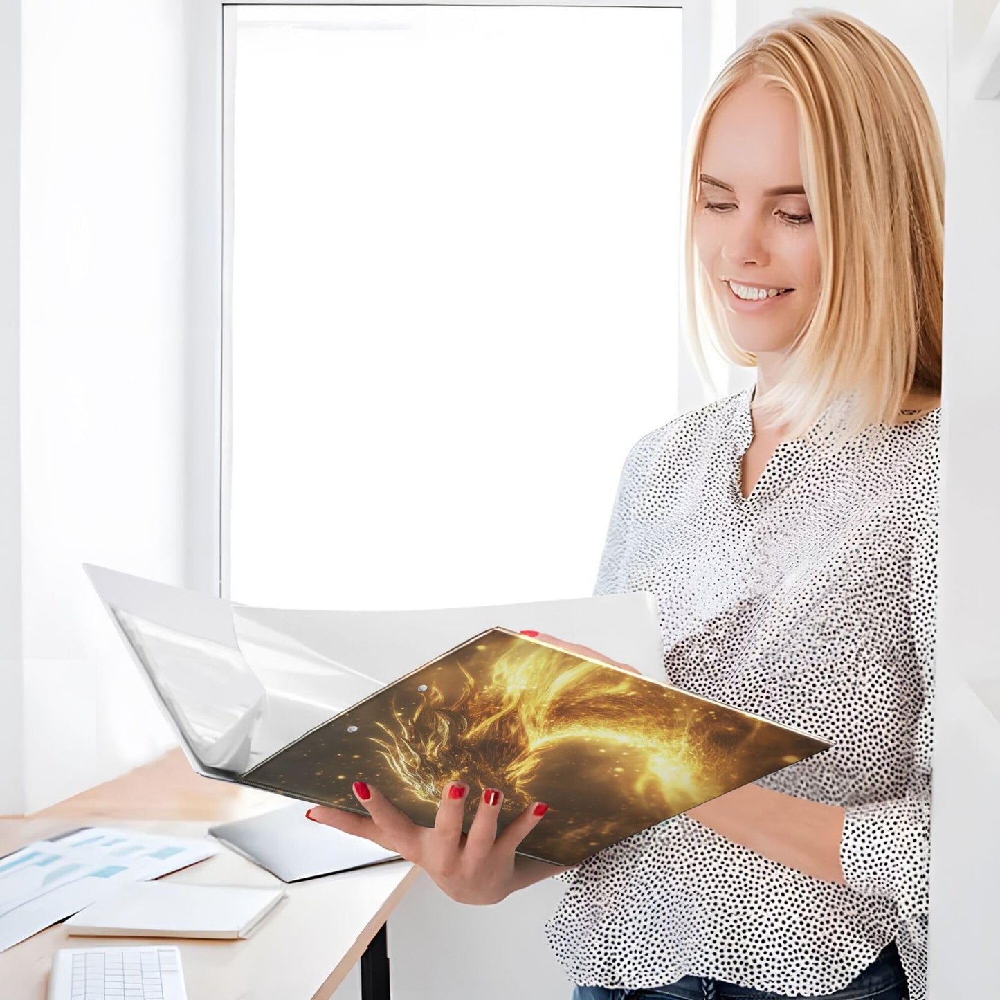 Dinosaur Round Ring Binders 1.5 Evil Gold Legend Dragon 3 Ring Clipboard Binder for Office School Work Supplies File Folder 200 Sheet Capacity Easy Open
