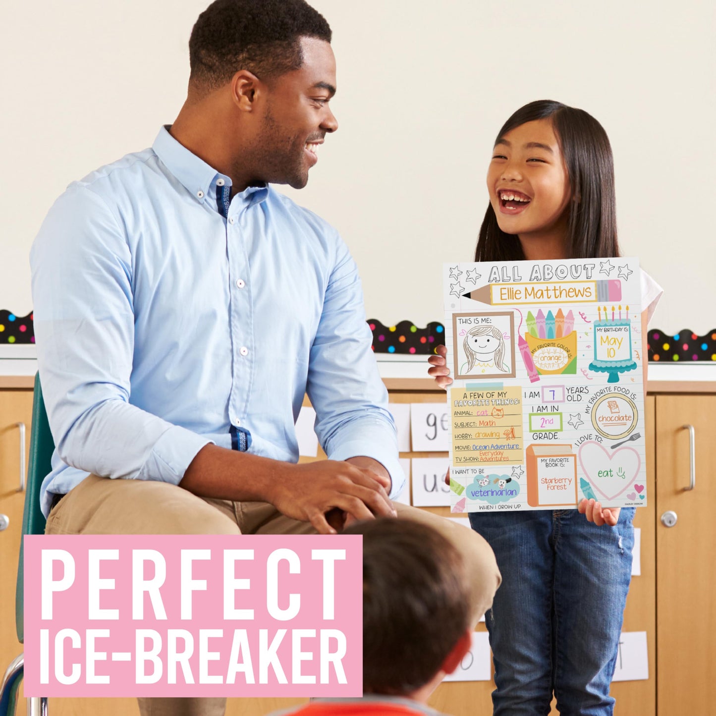 Hadley Designs All About Me Posters for Classroom Must Haves - 20 Star Student Poster, 100 Days of School Items, Star of The Week Poster Elementary Classroom Decor, End of School Year Teacher Supplies