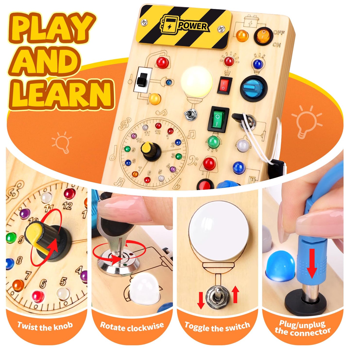 Grarain Busy Board for Toddlers - Montessori Educational Toy for 1-3 Year Old Boys & Girls | Travel-Friendly Sensory Learning Activity | Ideal for Kids with Autism(Clocks Busy Board)