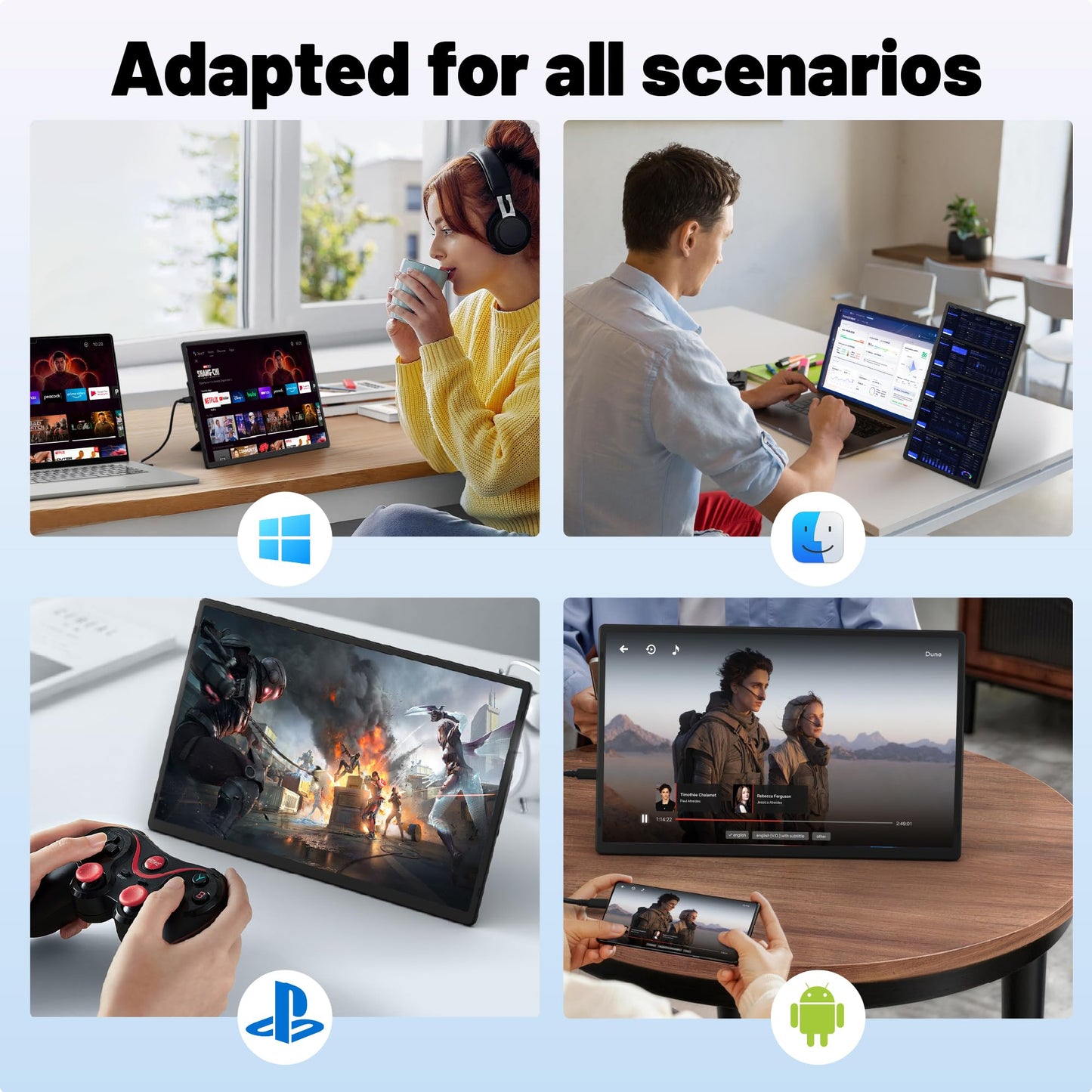 CIDETTY 16" Laptop Screen Extender, 1920x1200 FHD Portable Monitor for Laptop, 360° Magnetic Stand Travel Second Screen for Mac, Windows, Android Phone