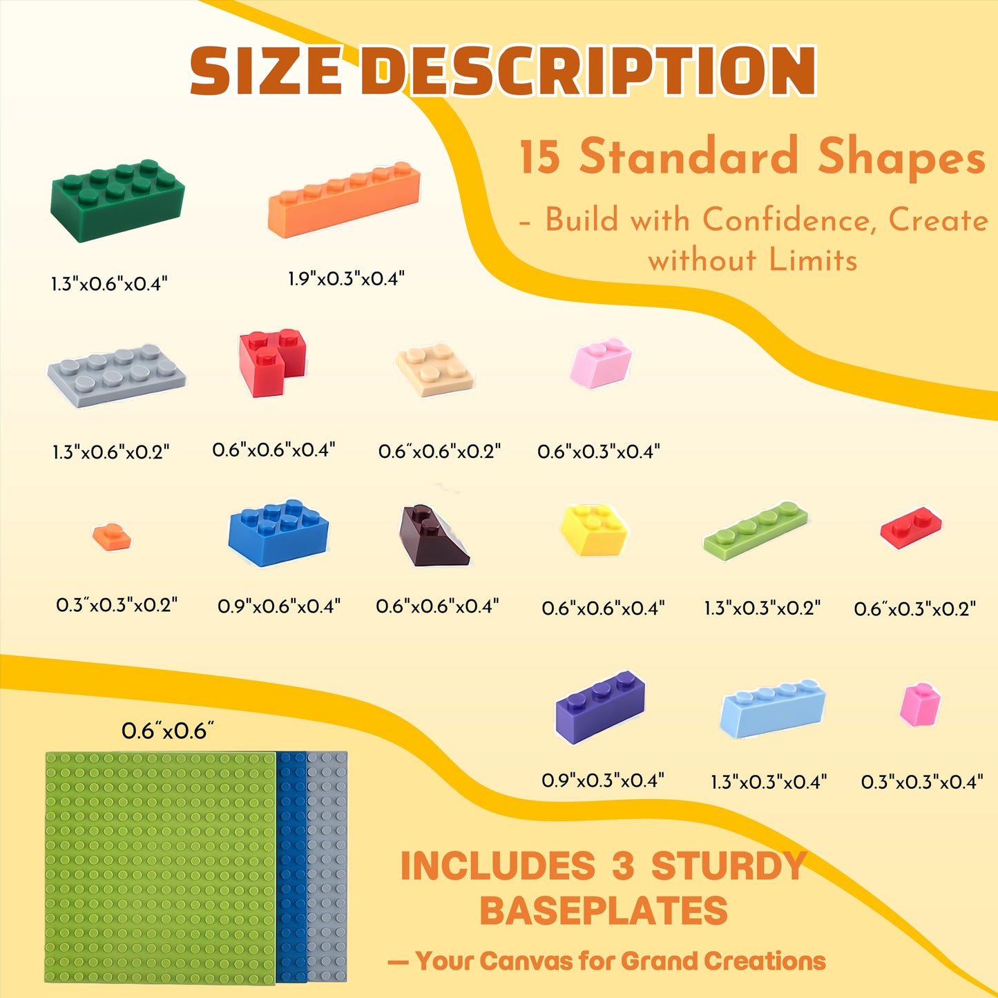 PUZSNAP 1000 PCS Building Blocks Set, with 3 Baseplates (5" × 5") , Learning Educational Toys for Kids, Classic Compatible Bulk Bricks, Gift Idea, 16 Colors