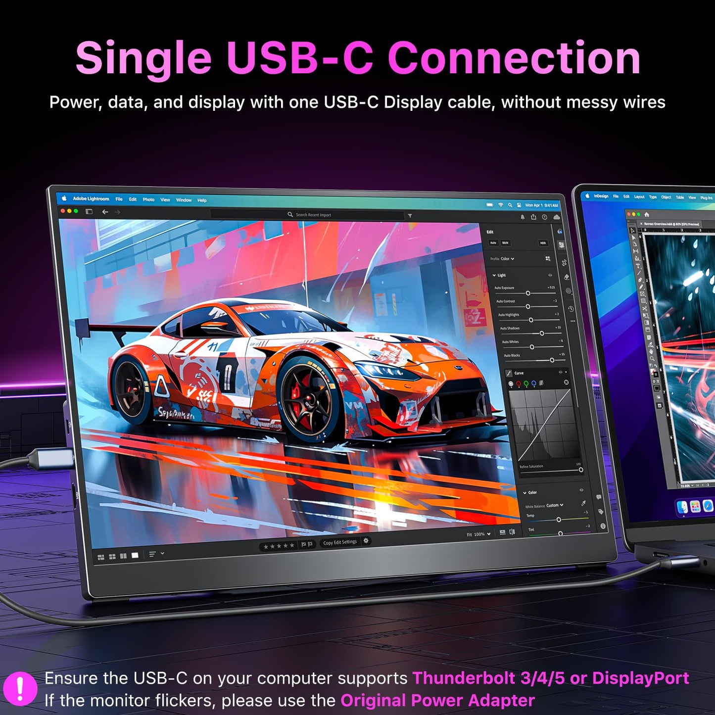 kksmart Portable Monitor for Laptop MacBook Surface PC Xbox PS5, Travel Monitor Second Screen for Laptop, HDMI USB-C VESA Compatible Built-in Speaker, 16